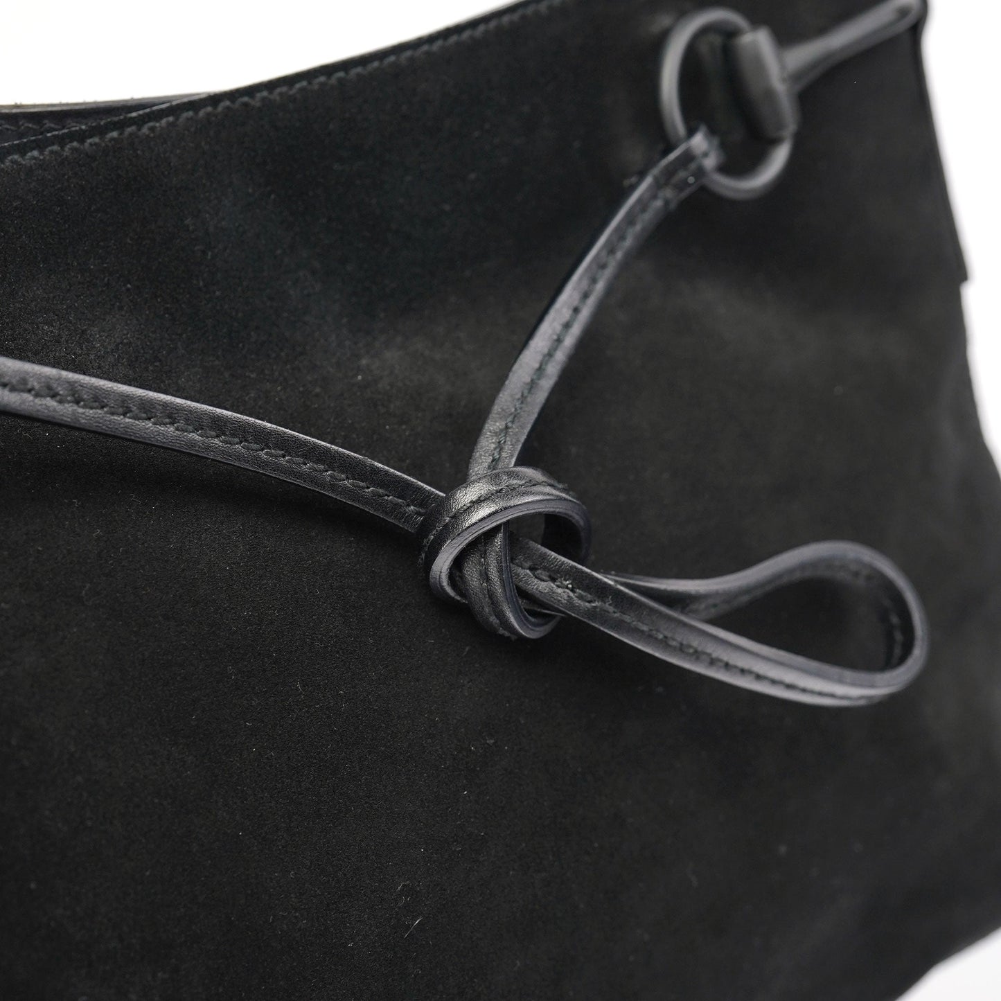 101975 Black Suede Horsebit Shoulder Bag