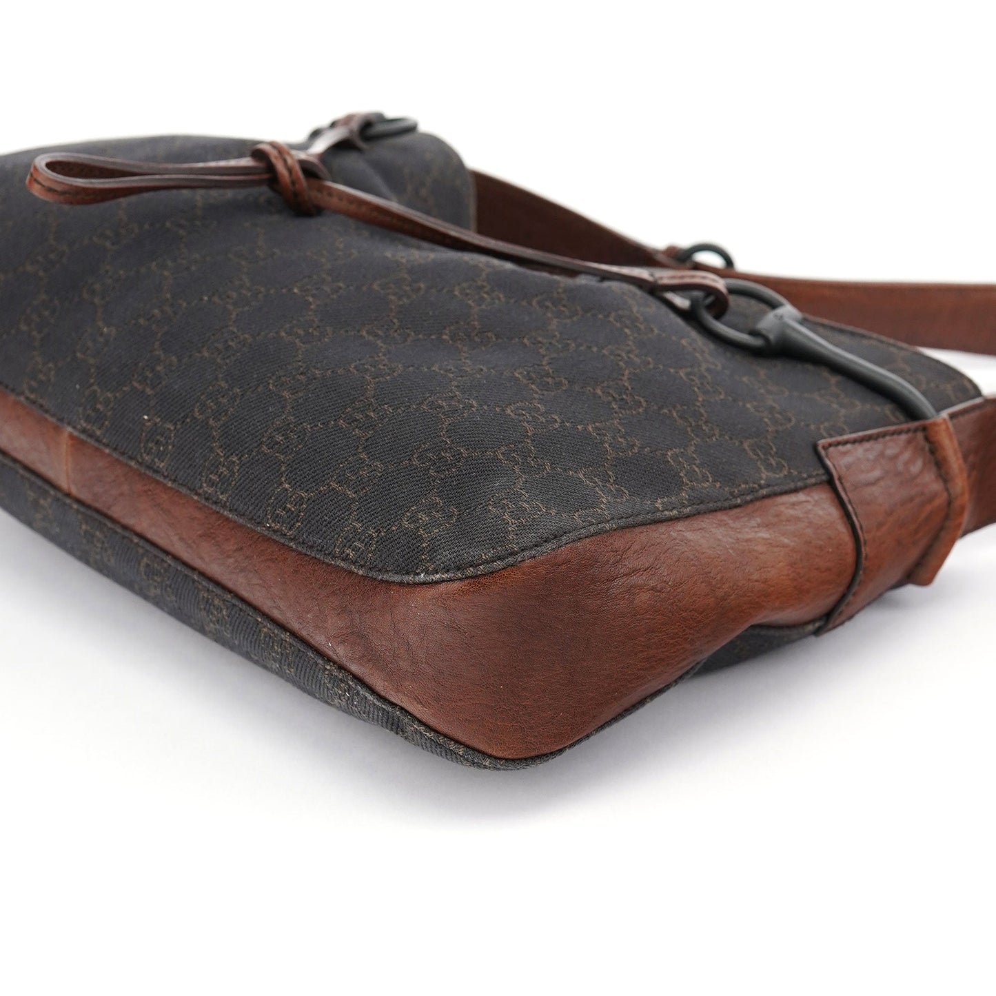 101975 Brown GG Horsebit Shoulder Bag