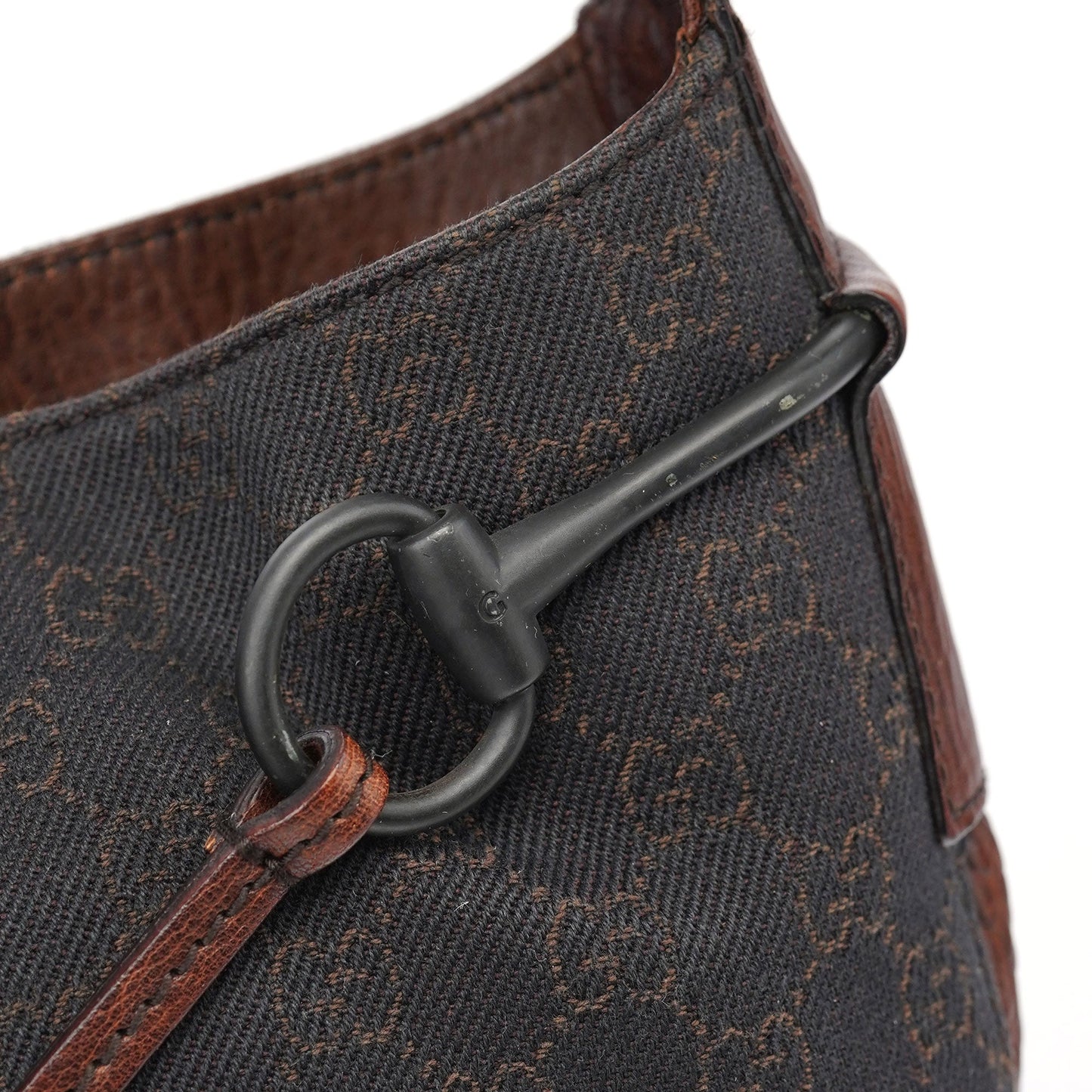 101975 Brown GG Horsebit Shoulder Bag