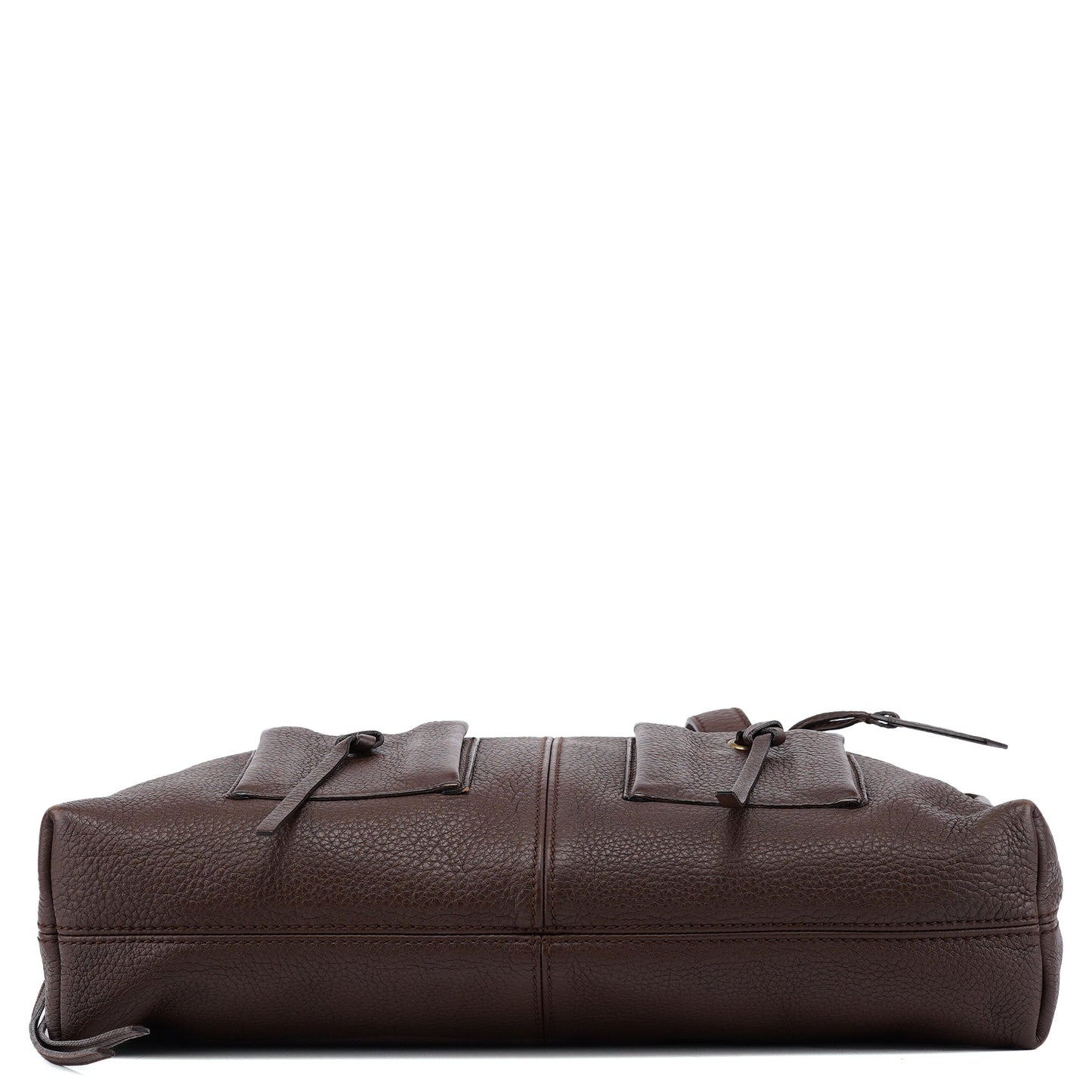 109132 Brown Leather Pocket Tote Bag