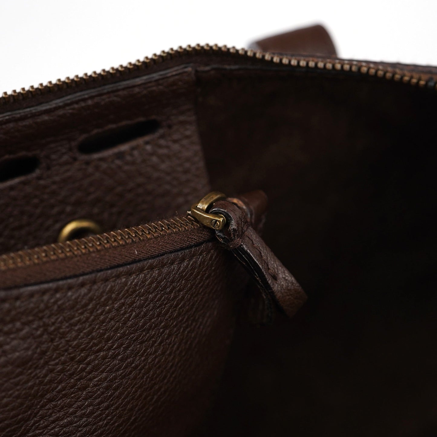 109132 Brown Leather Pocket Tote Bag
