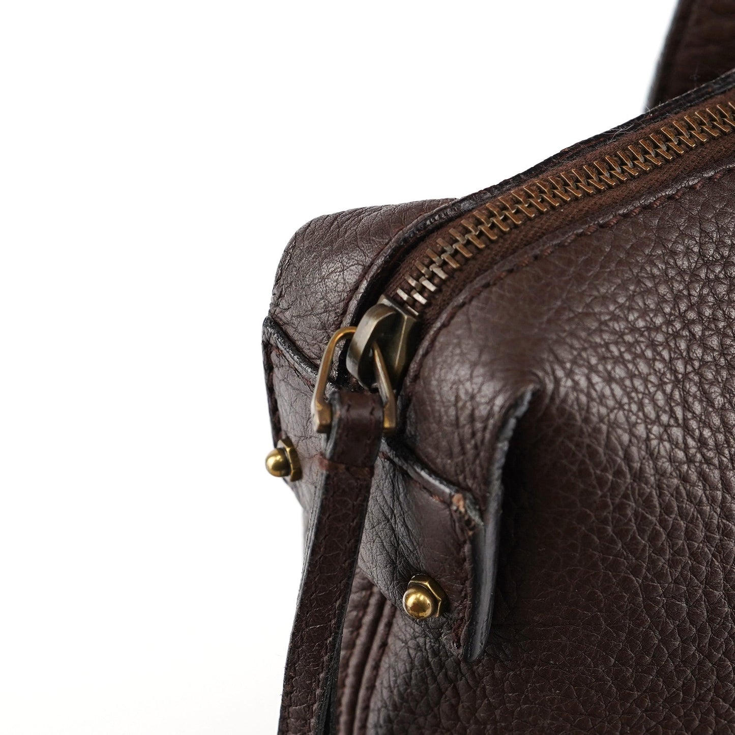 109132 Brown Leather Pocket Tote Bag