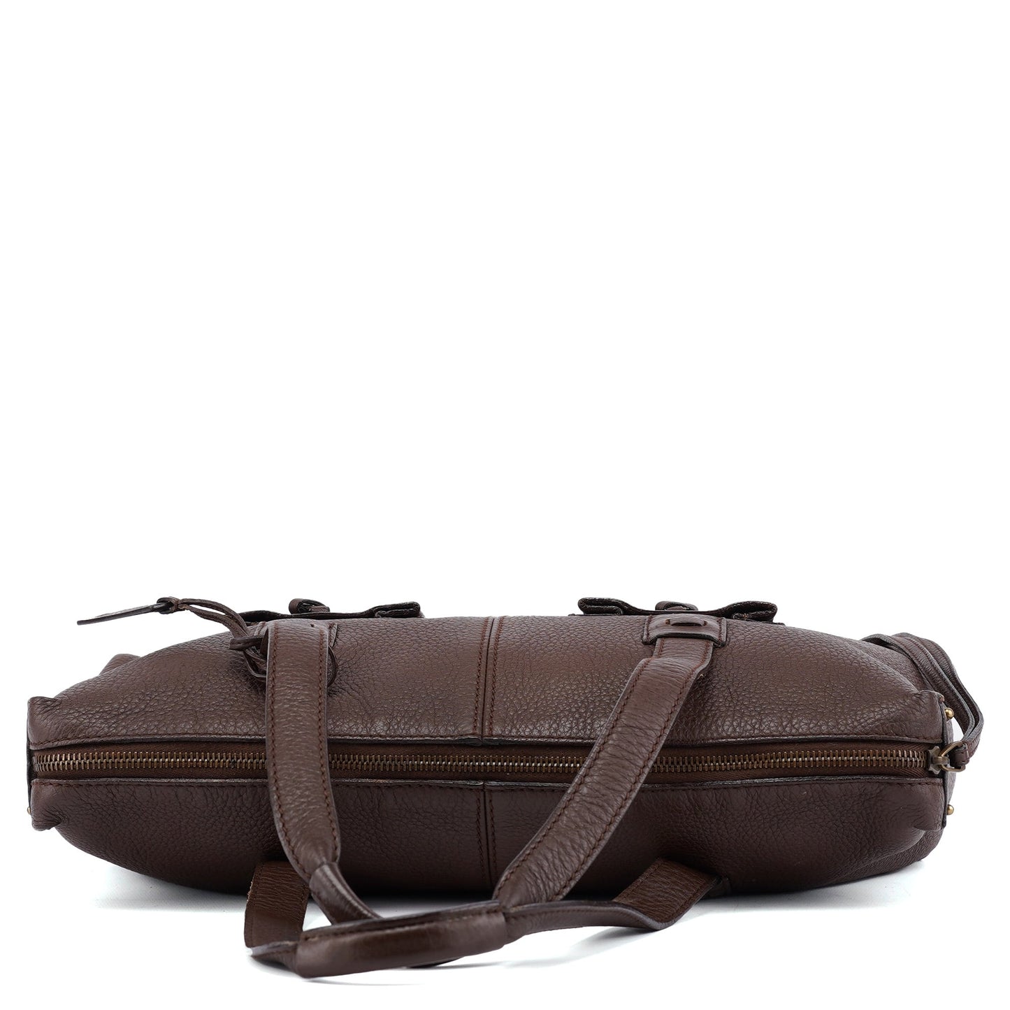 109132 Brown Leather Pocket Tote Bag