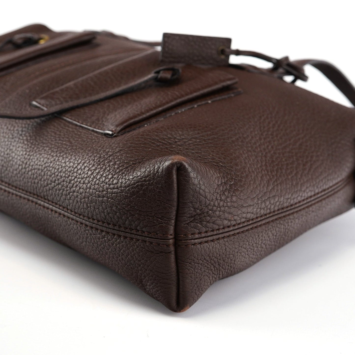 109132 Brown Leather Pocket Tote Bag