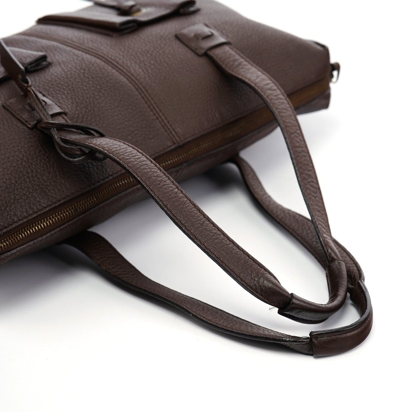 109132 Brown Leather Pocket Tote Bag