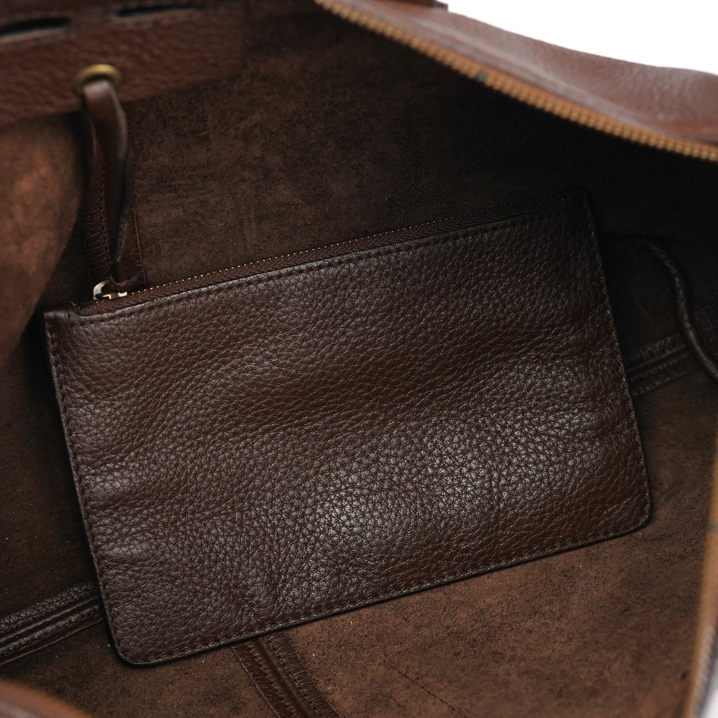 109132 Brown Leather Pocket Tote Bag
