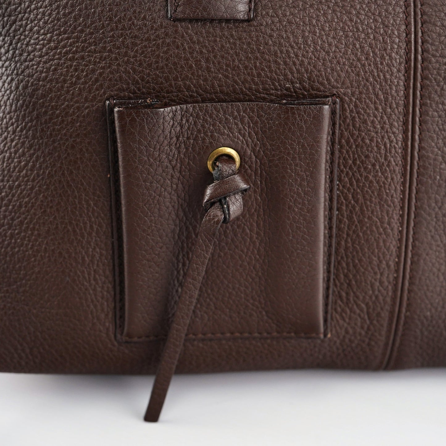109132 Brown Leather Pocket Tote Bag