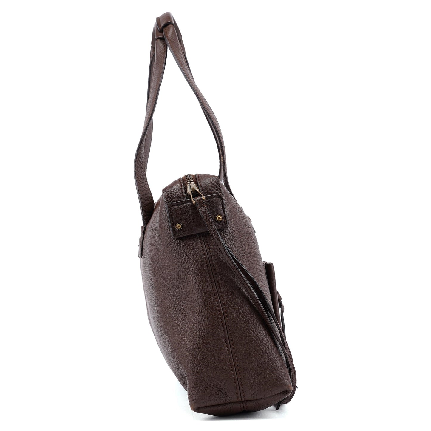109132 Brown Leather Pocket Tote Bag