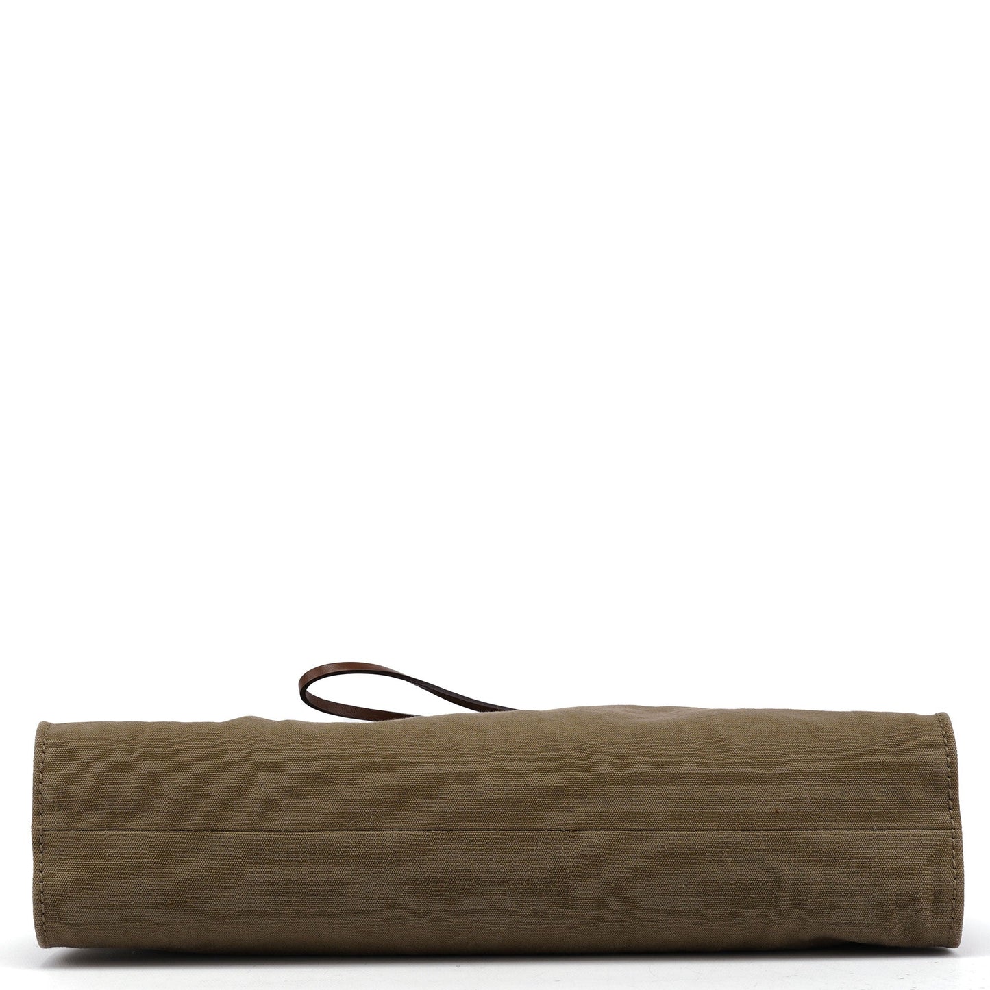 109136 Khaki Canvas Bamboo Top Handle Bag