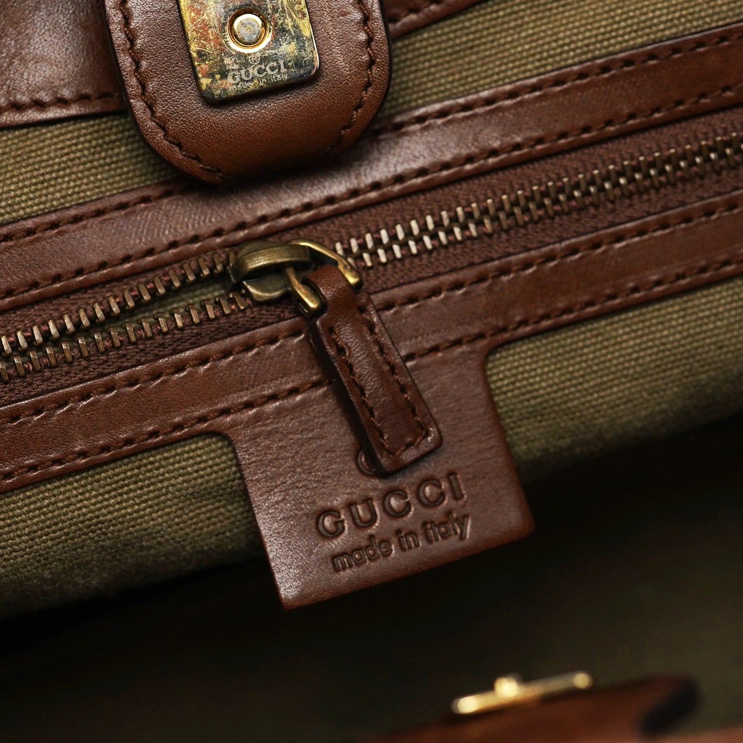 109136 Khaki Canvas Bamboo Top Handle Bag