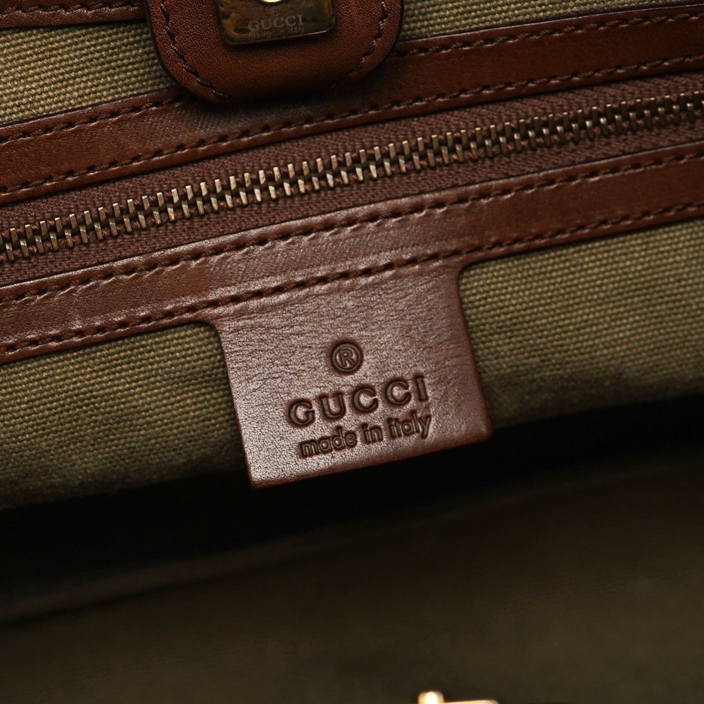 109136 Khaki Canvas Bamboo Top Handle Bag