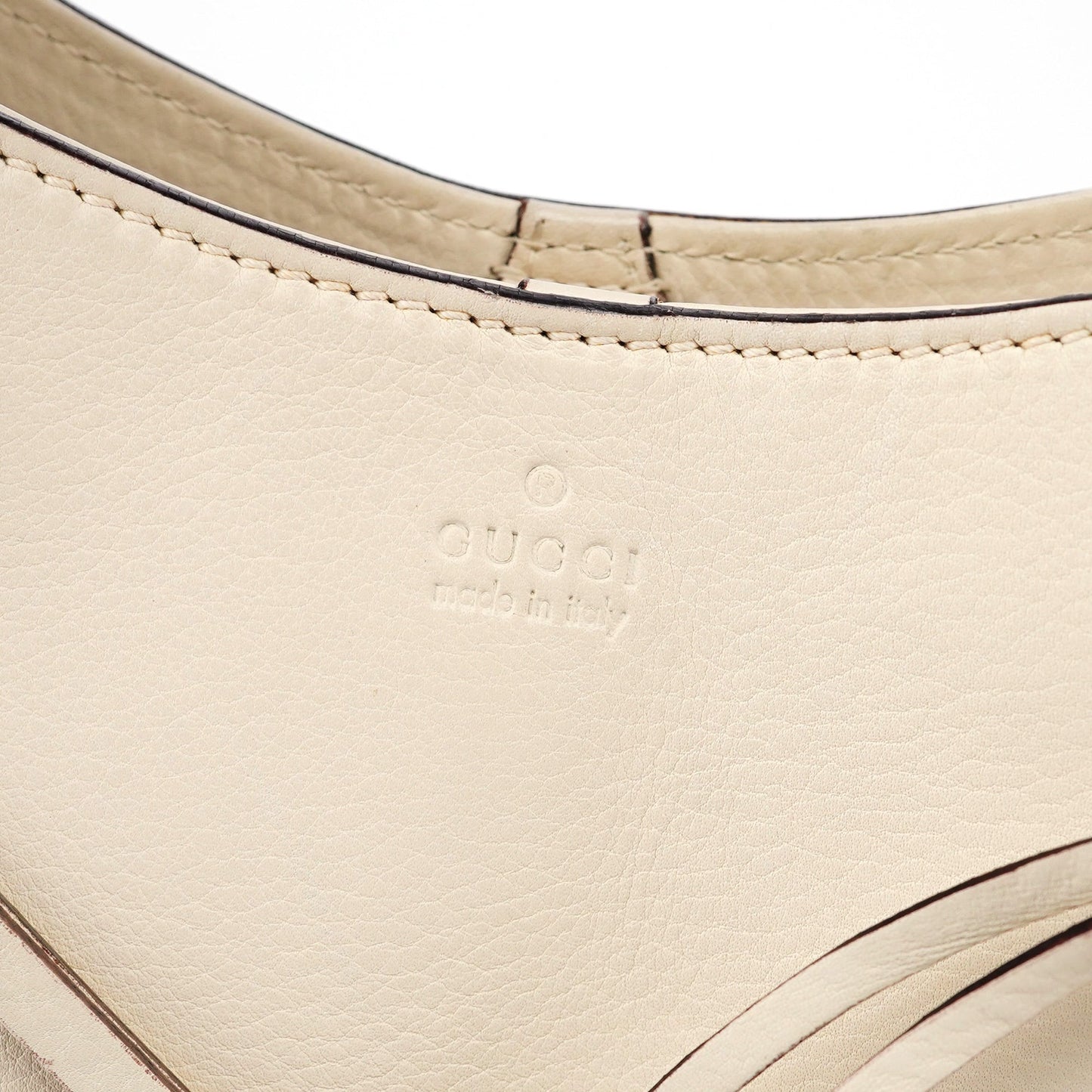 109136 Off White Leather Bamboo Top Handle Bag