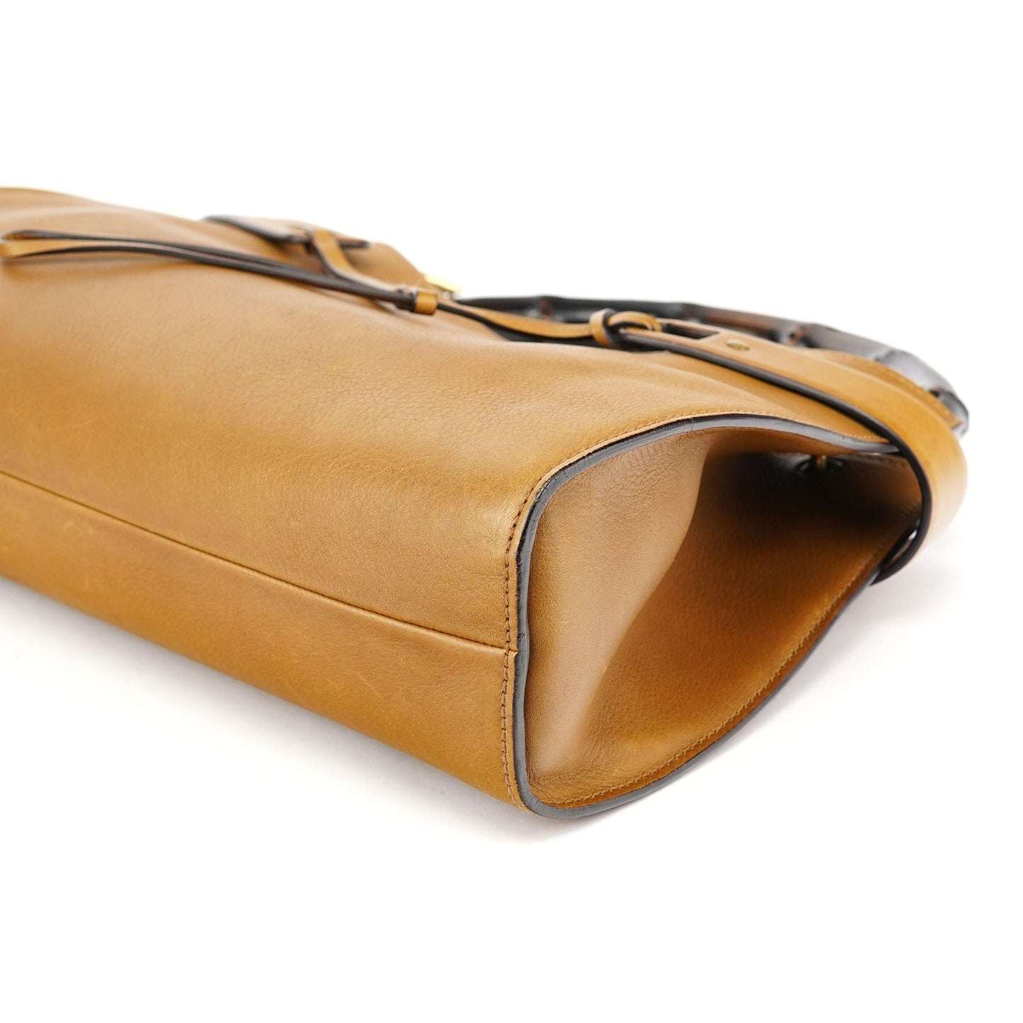 109136 Yellow Leather Bamboo Bag