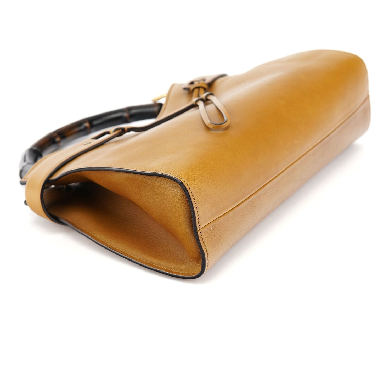 109136 Yellow Leather Bamboo Bag