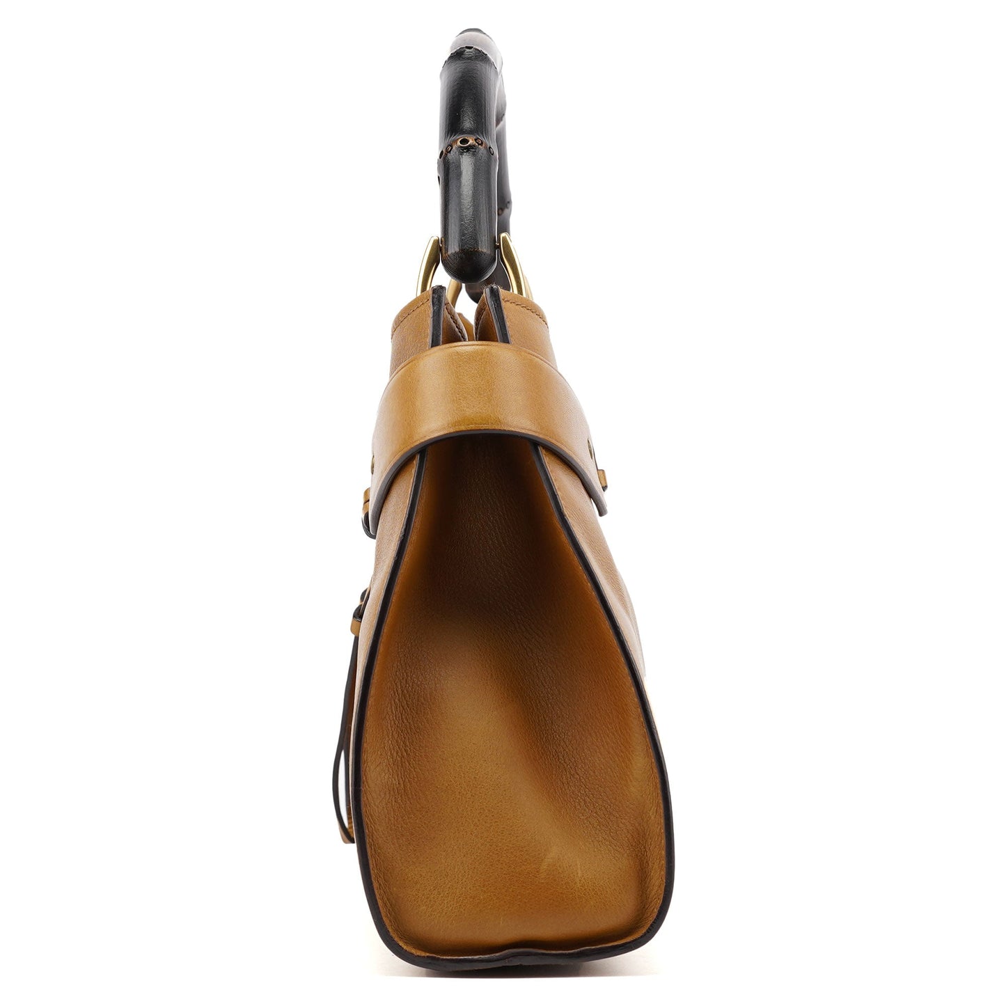 109136 Yellow Leather Bamboo Bag