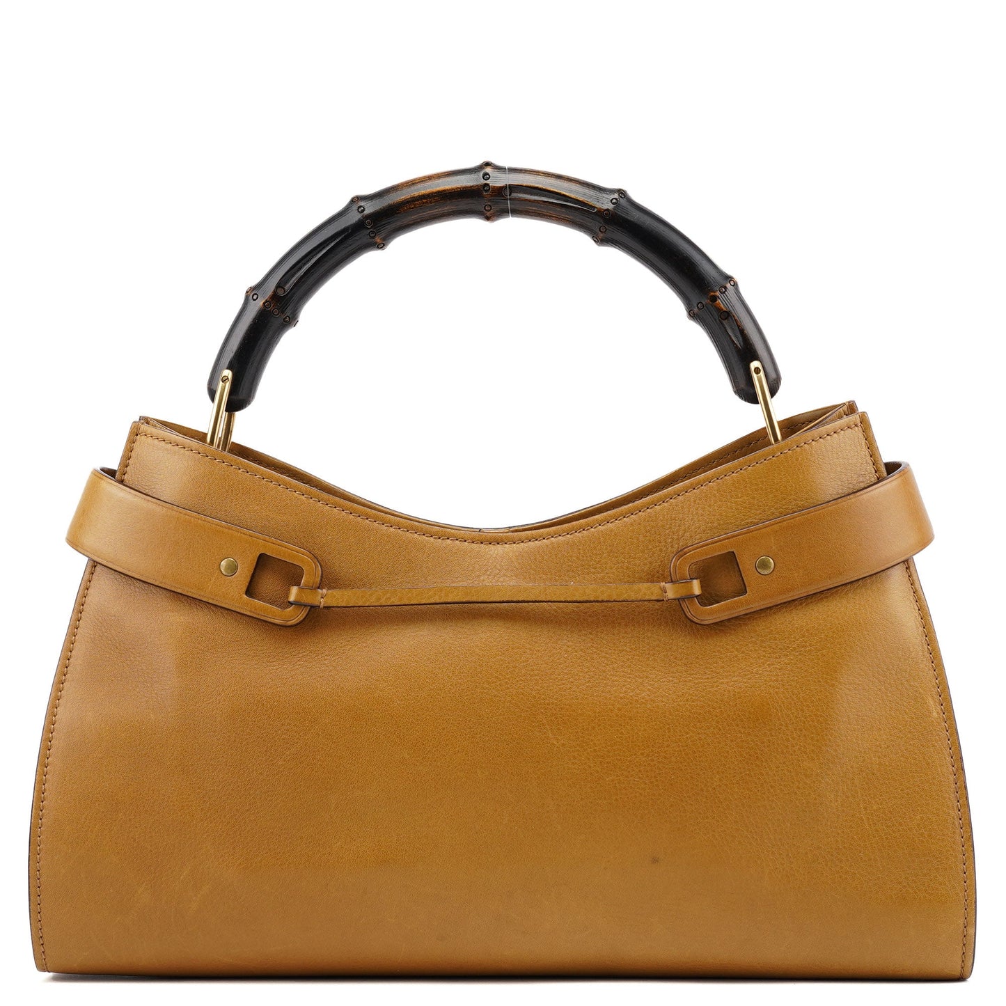 109136 Yellow Leather Bamboo Bag