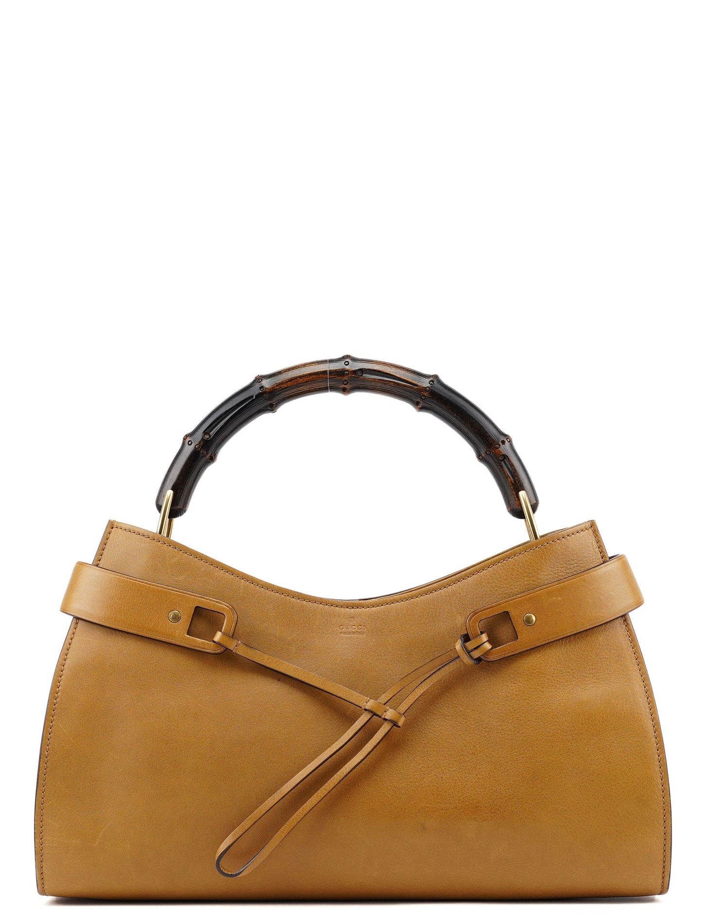 109136 Yellow Leather Bamboo Bag