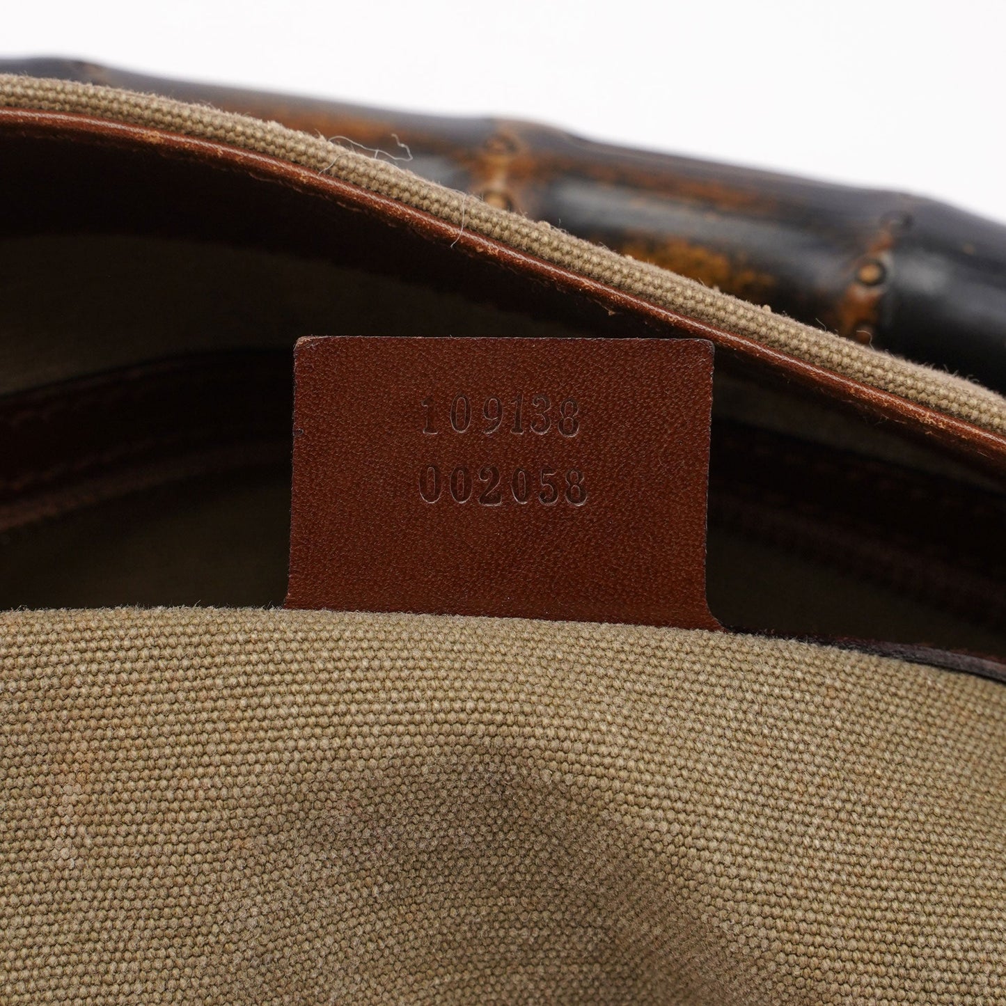 109138 Beige Canvas Bamboo Dual Handle Bag