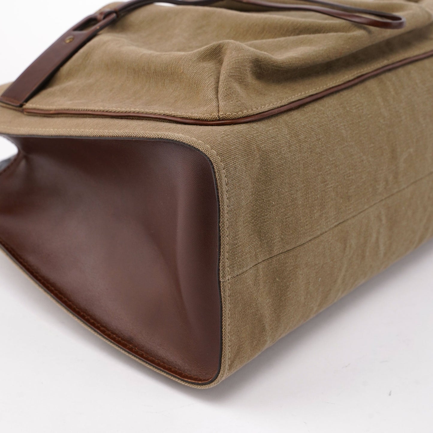 109138 Beige Canvas Bamboo Dual Handle Bag