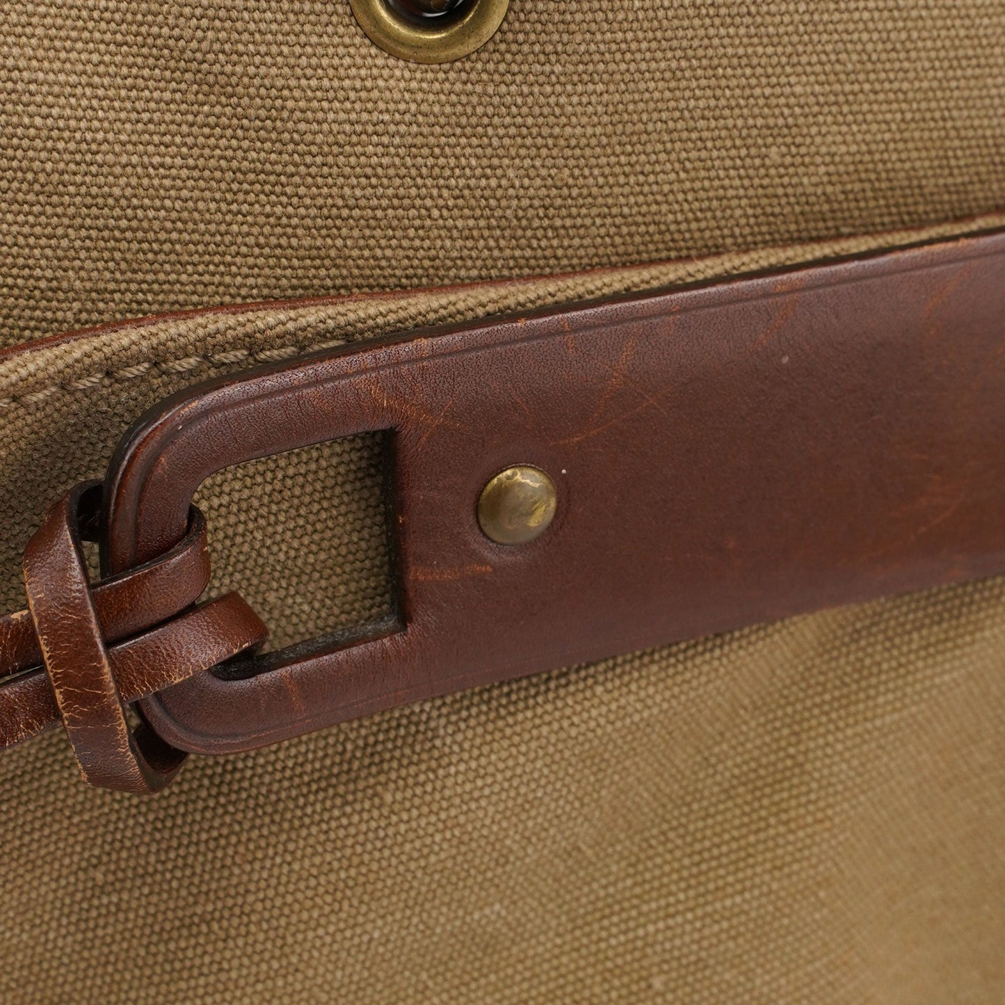 109138 Beige Canvas Bamboo Dual Handle Bag