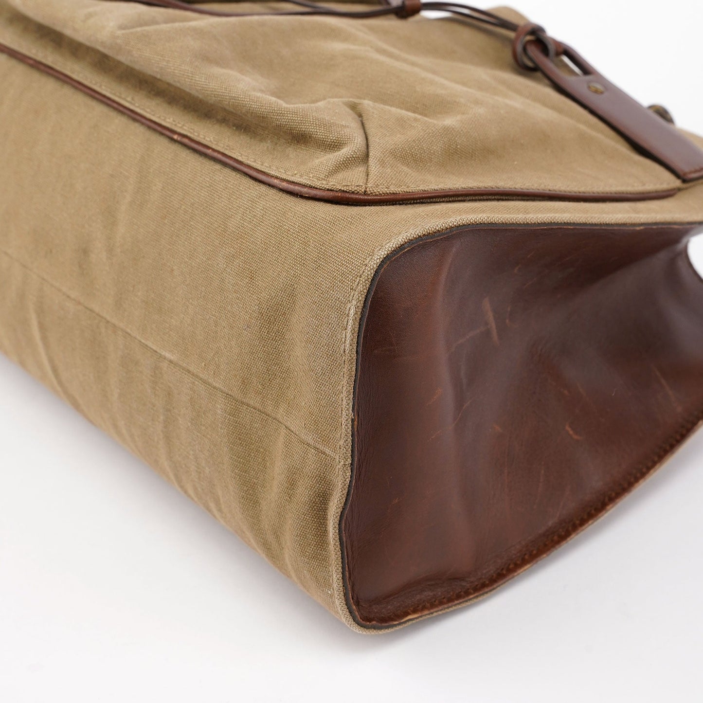 109138 Beige Canvas Bamboo Dual Handle Bag