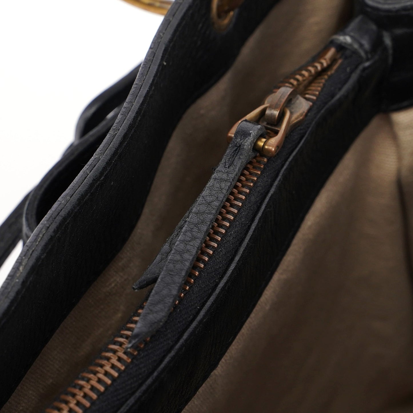 109138 Black Calfskin Bamboo Dual Handle Bag