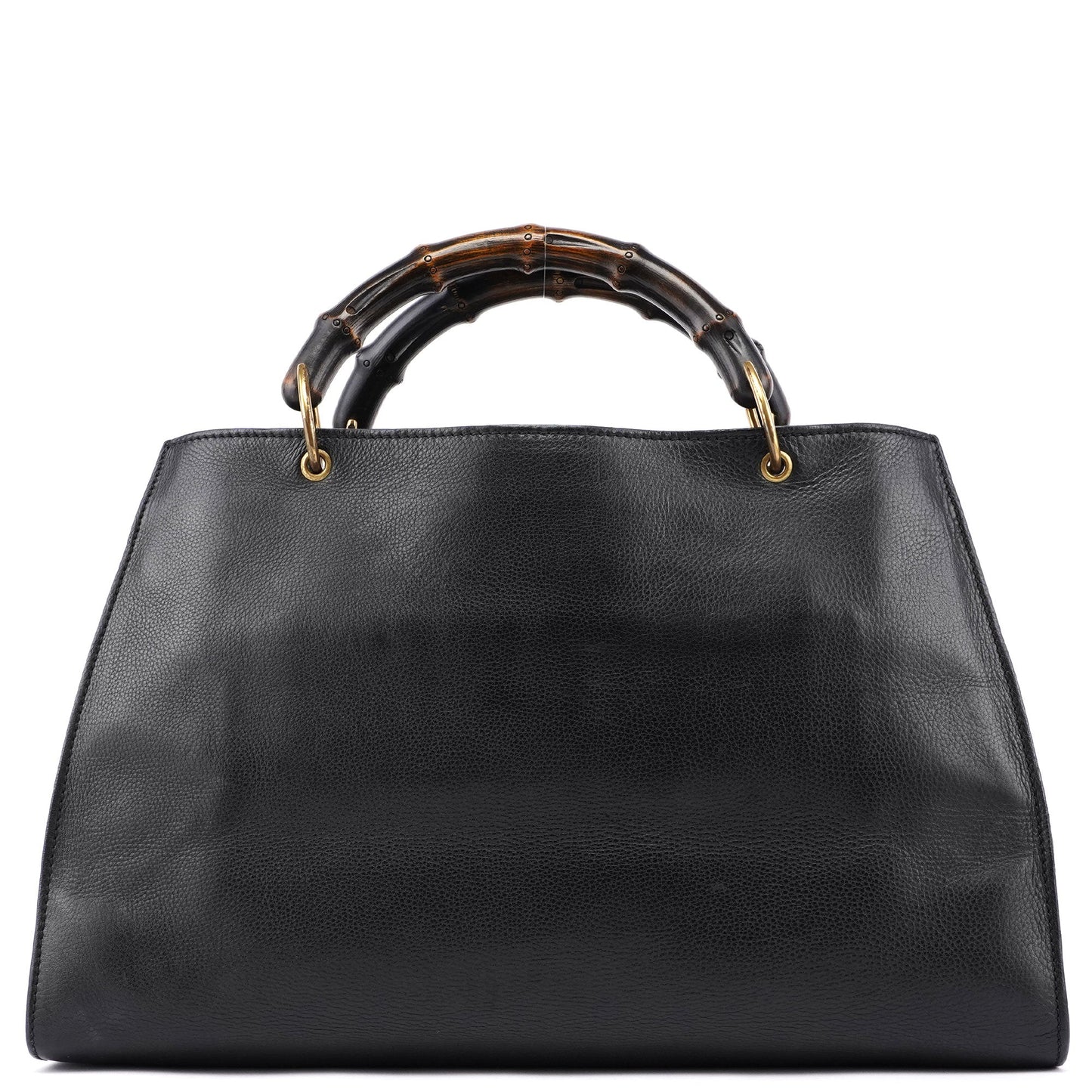 109138 Black Calfskin Bamboo Dual Handle Bag