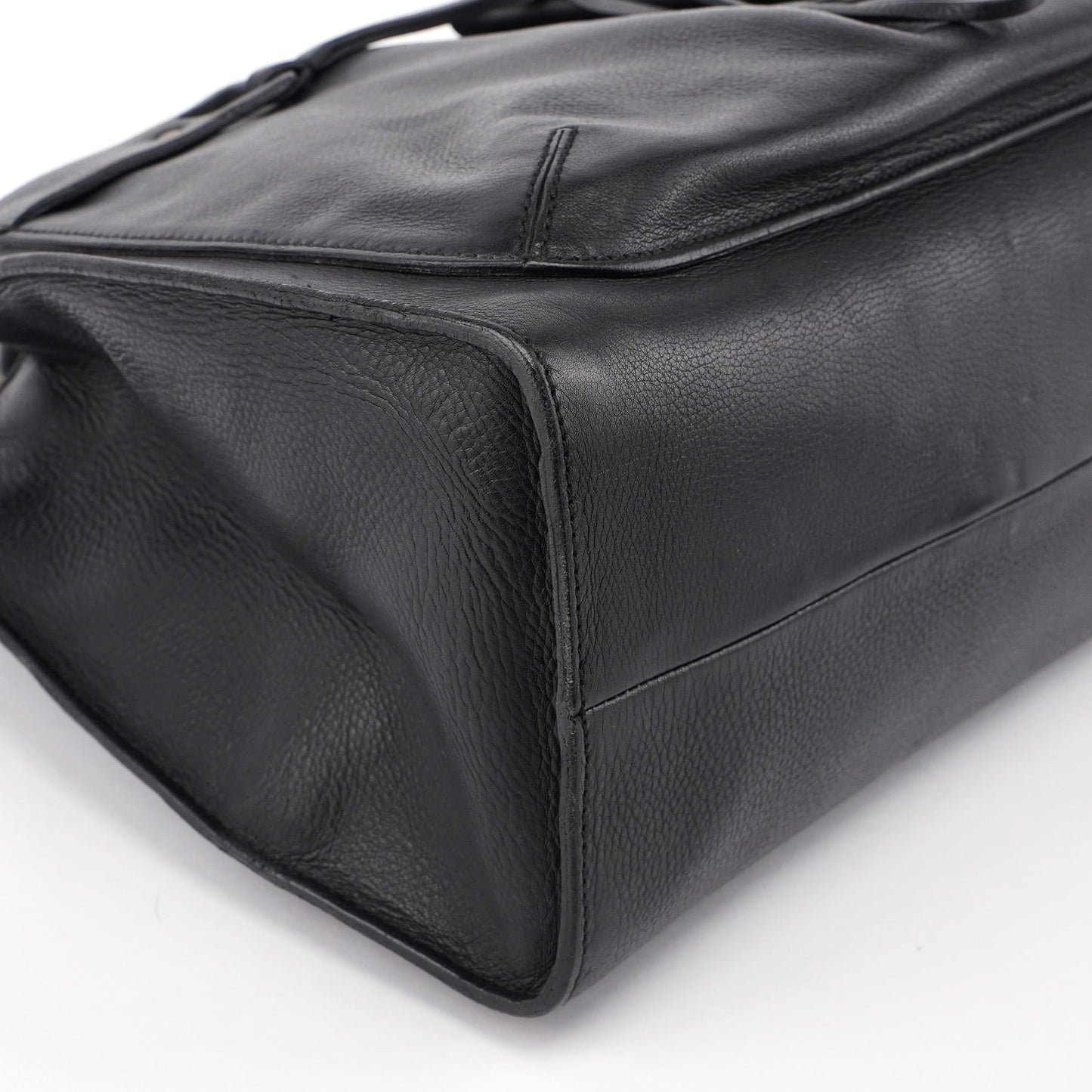 109138 Black Calfskin Bamboo Dual Handle Bag