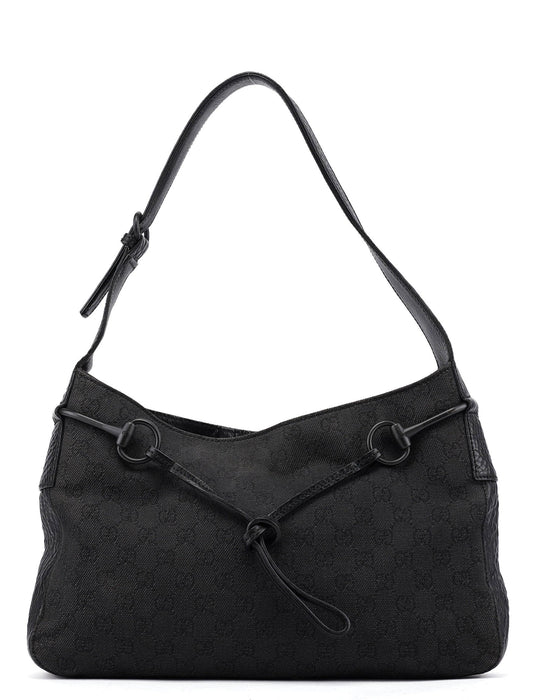 109175 Anthracite GG Horsebit Shoulder Bag