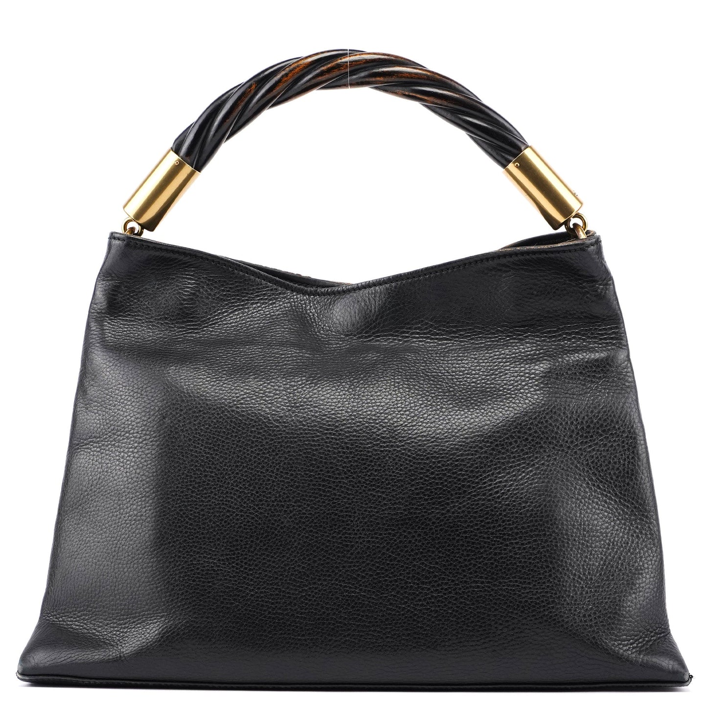110177 Black Calfskin Knot Handle Bag