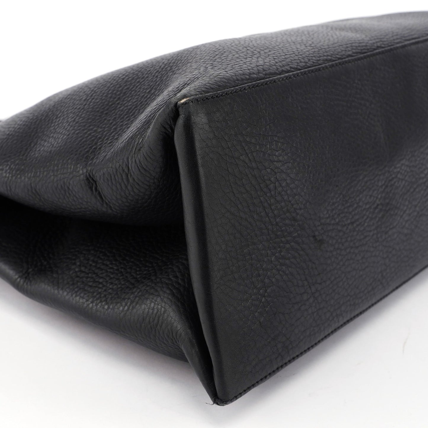 110177 Black Calfskin Knot Handle Bag