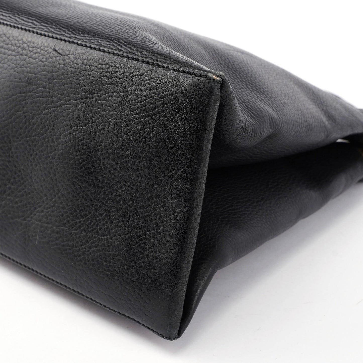 110177 Black Calfskin Knot Handle Bag