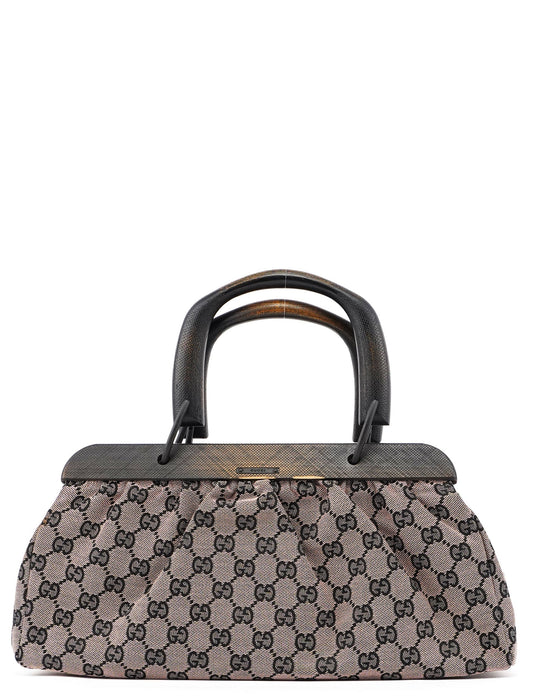 112683 Beige GG Wood Handle Bag