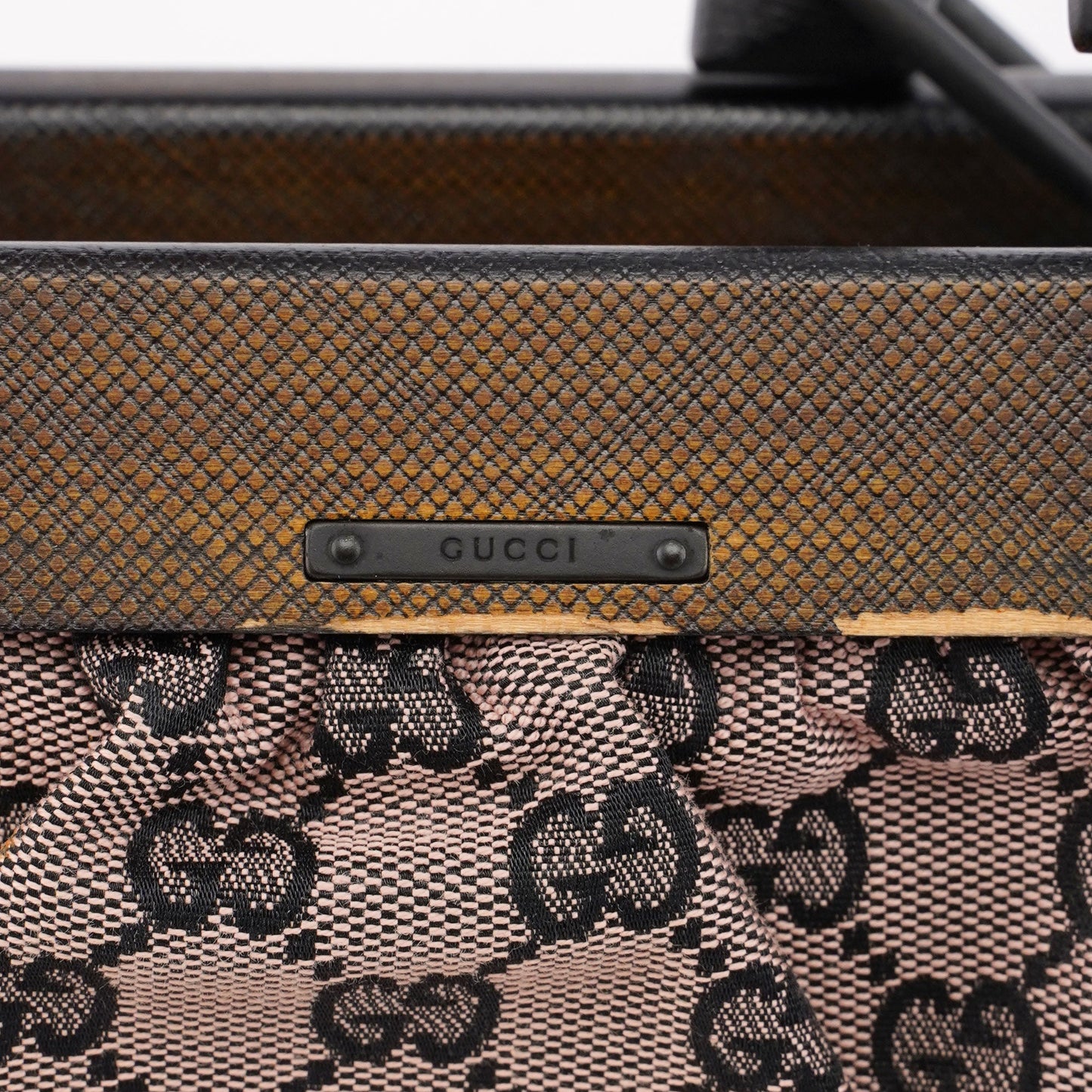 112683 Beige GG Wood Handle Bag