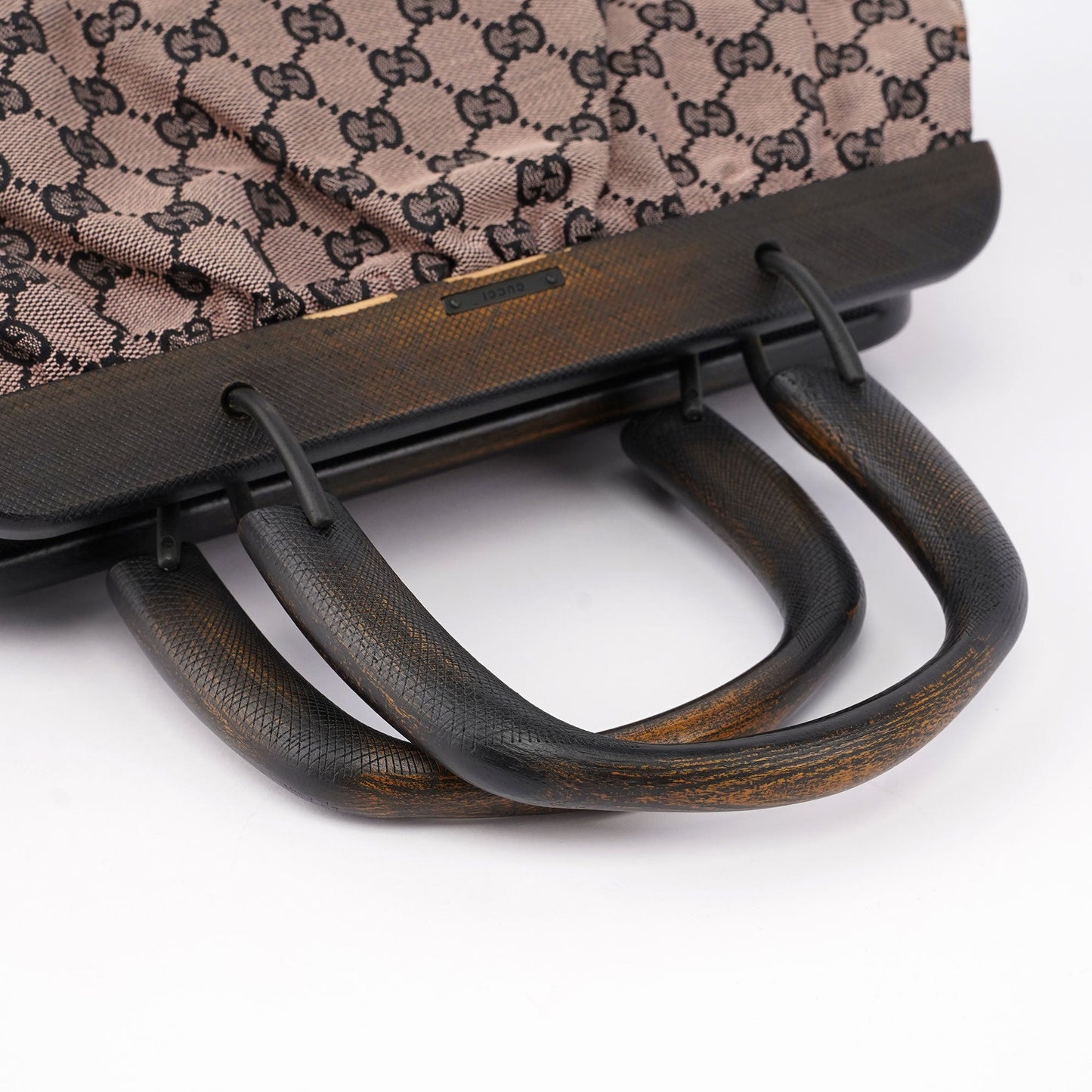 112683 Beige GG Wood Handle Bag