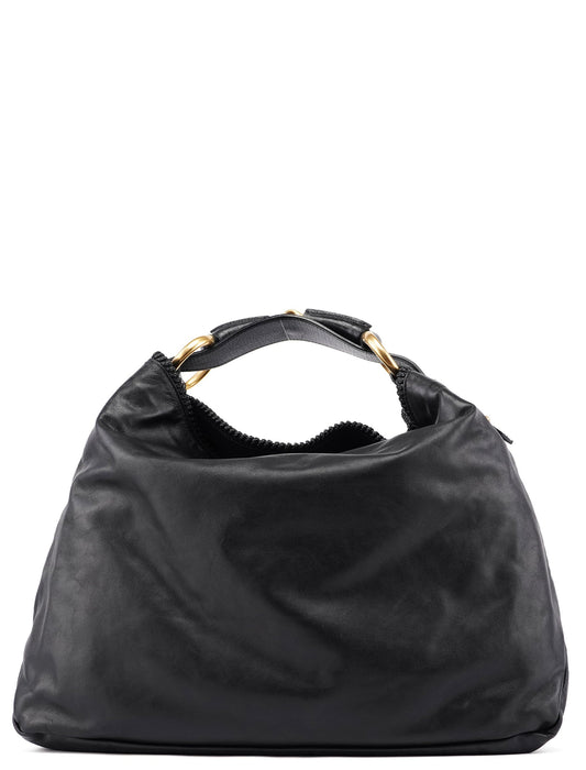 114900 Large Black Calfskin Horsebit Bag