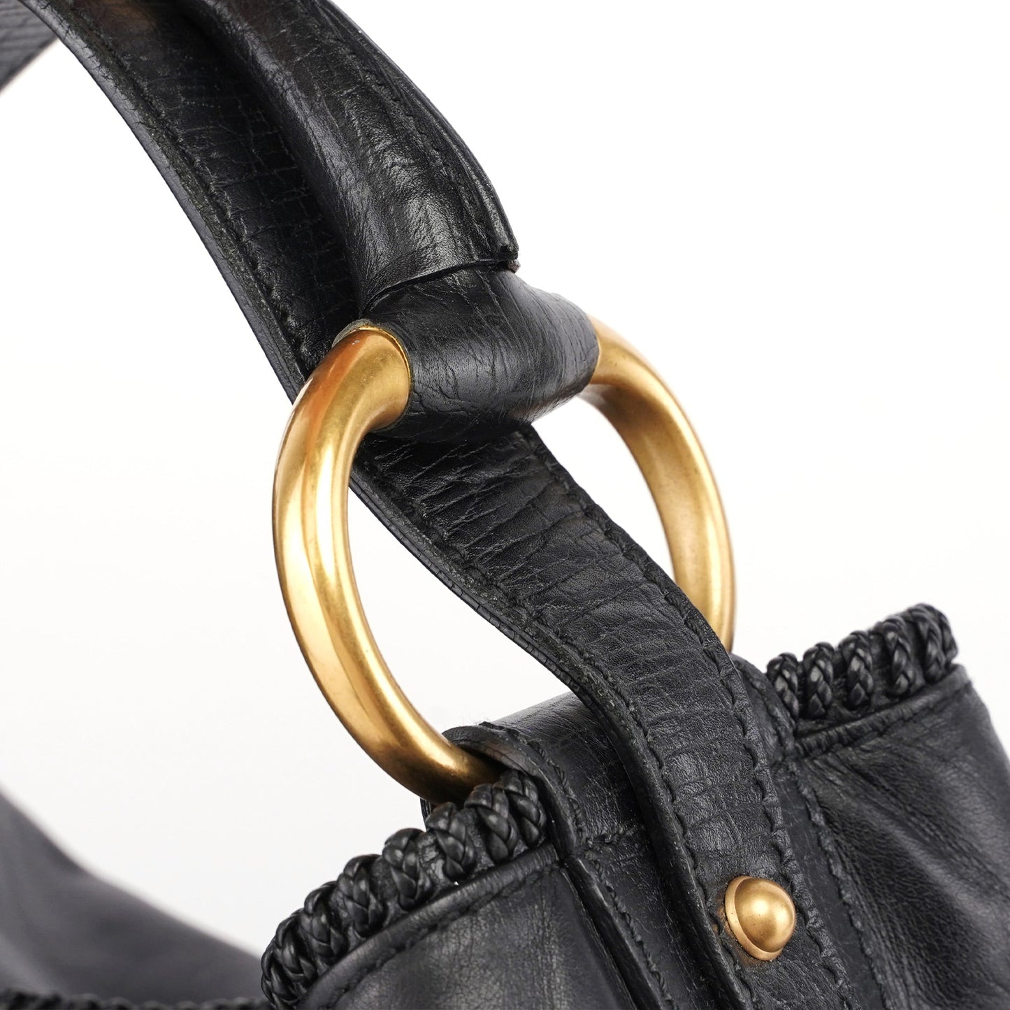 114900 Large Black Calfskin Horsebit Bag