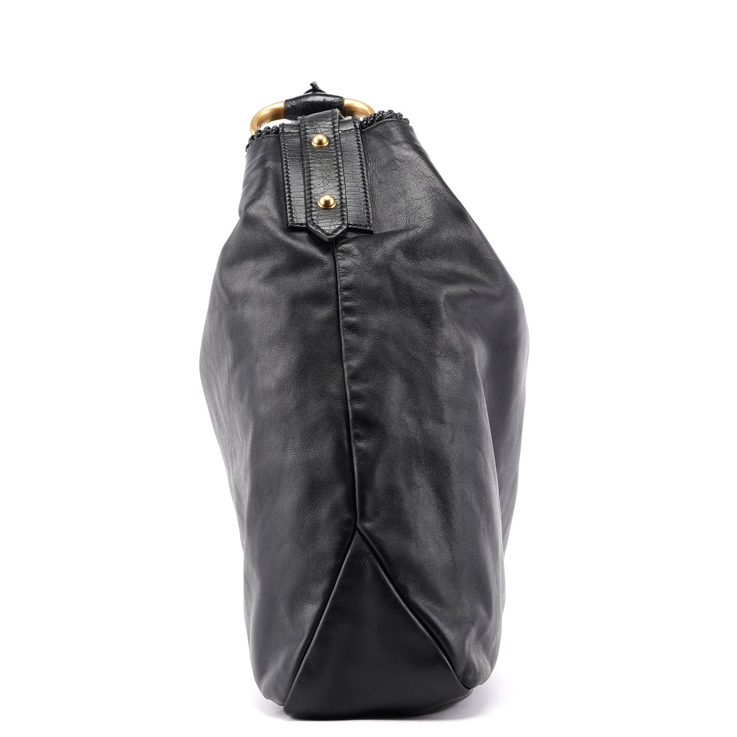 114900 Large Black Calfskin Horsebit Bag