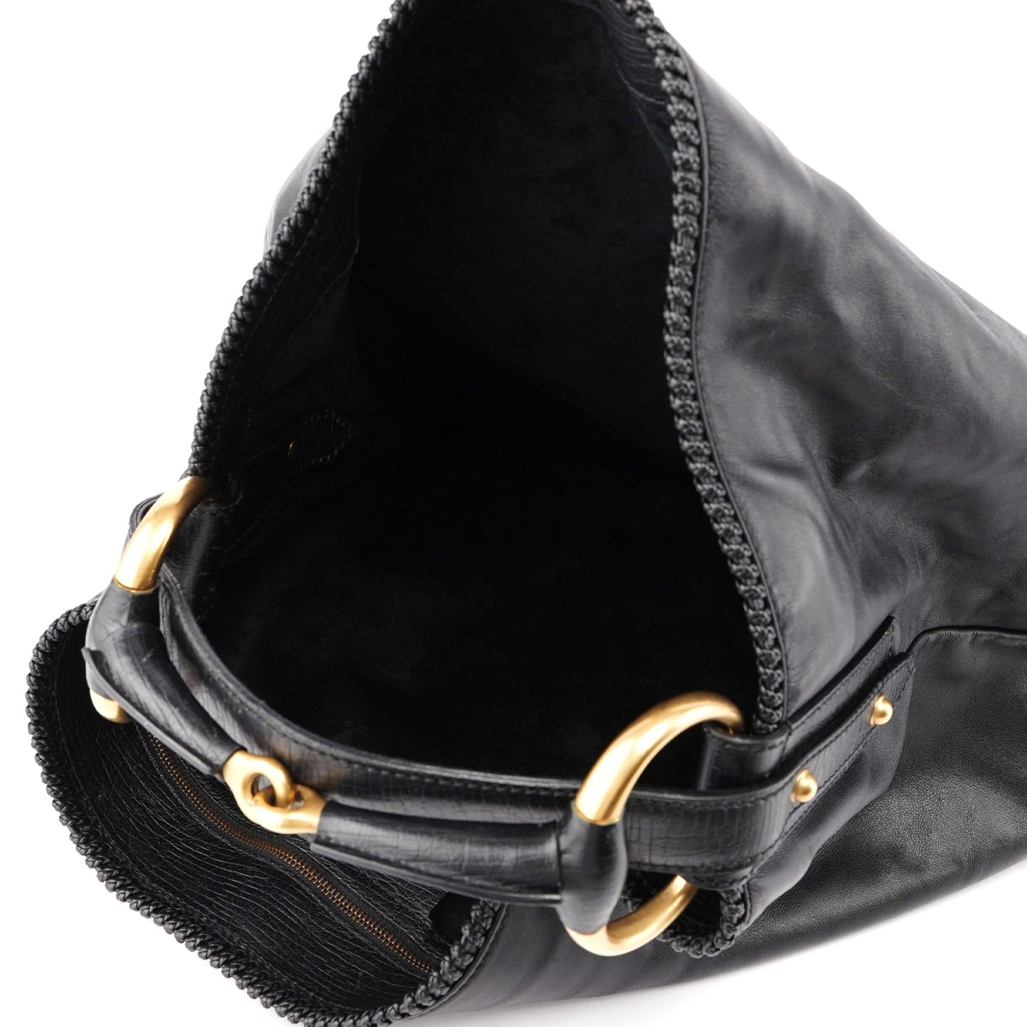 114900 Large Black Calfskin Horsebit Bag