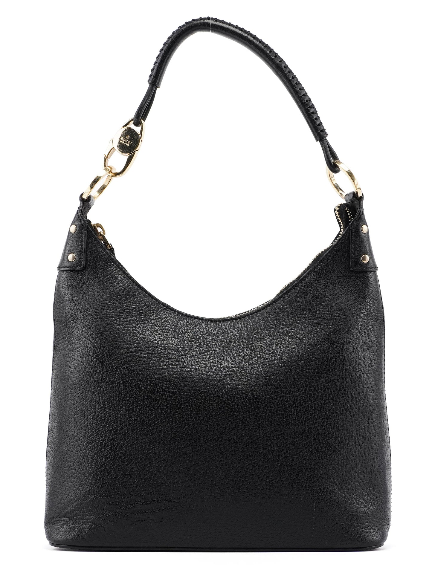 115003 Black Leather Hobo Shoulder Bag