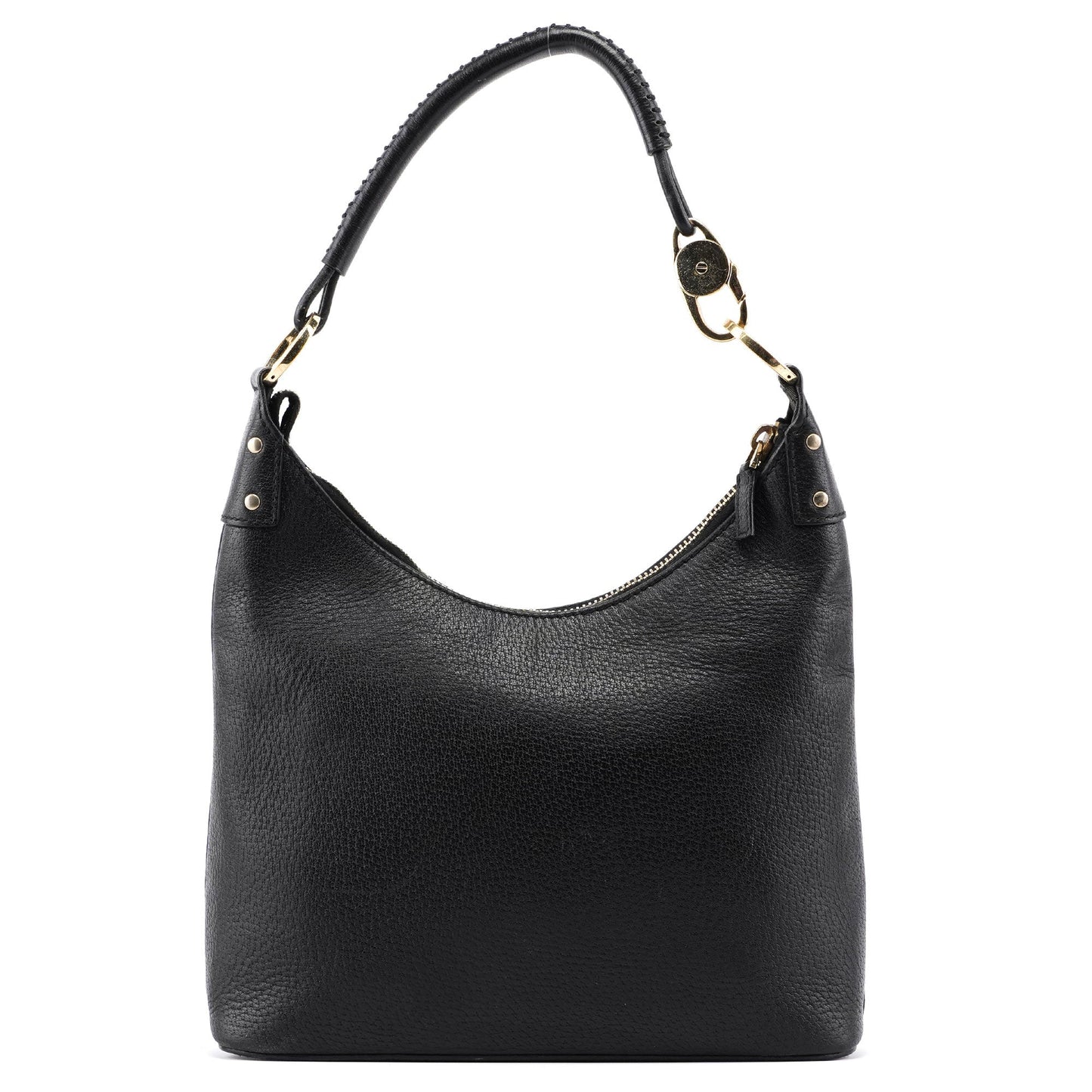 115003 Black Leather Hobo Shoulder Bag