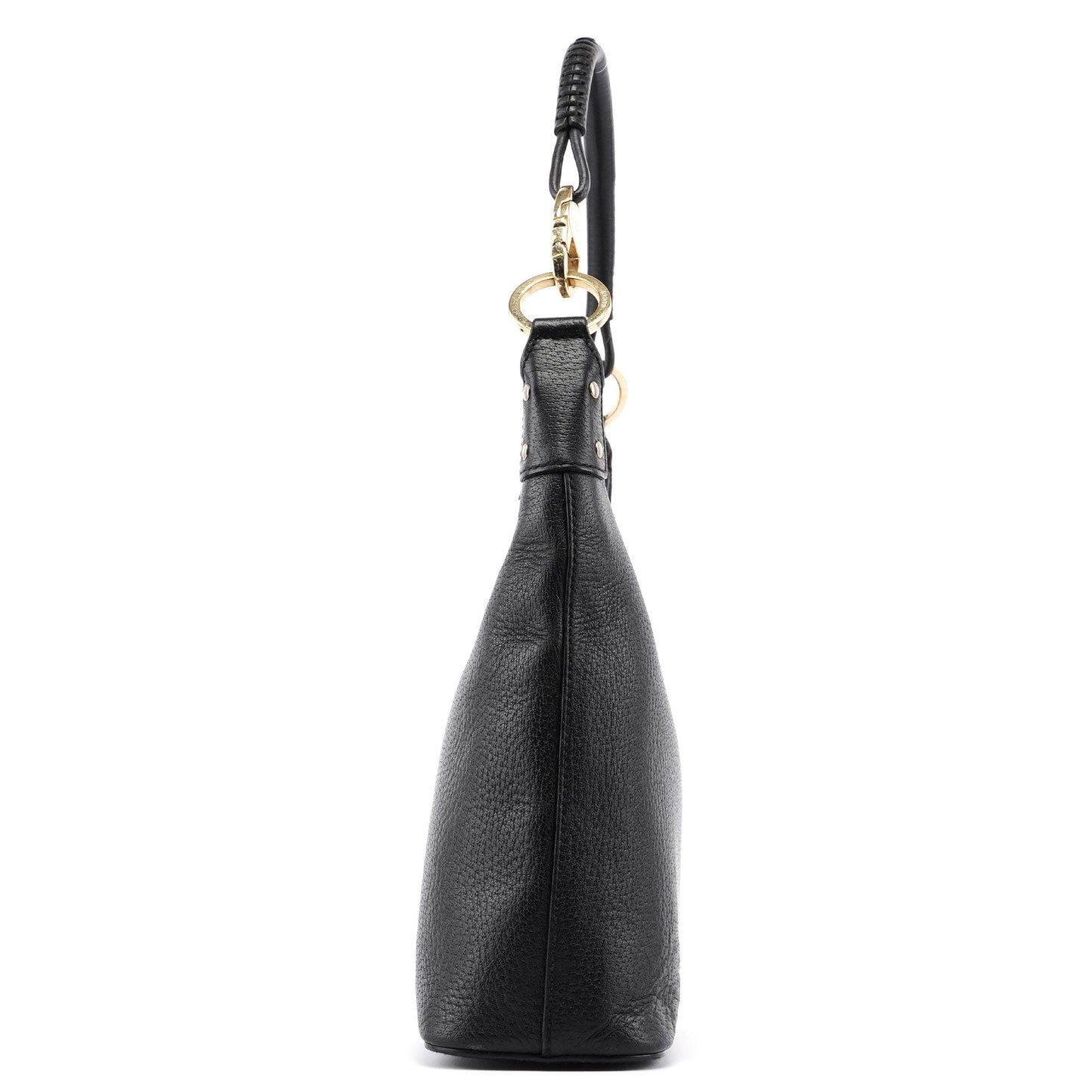 115003 Black Leather Hobo Shoulder Bag