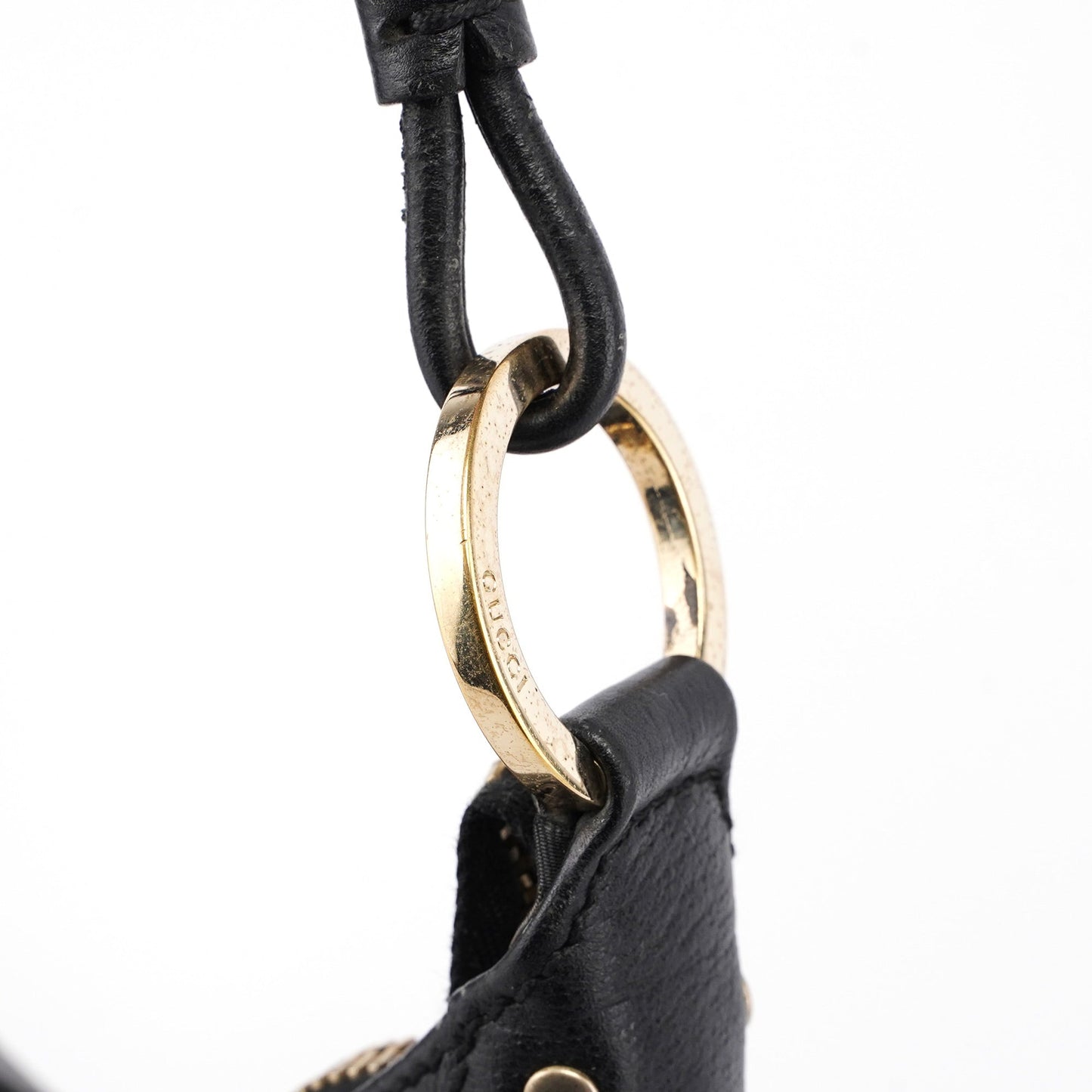 115003 Black Leather Hobo Shoulder Bag