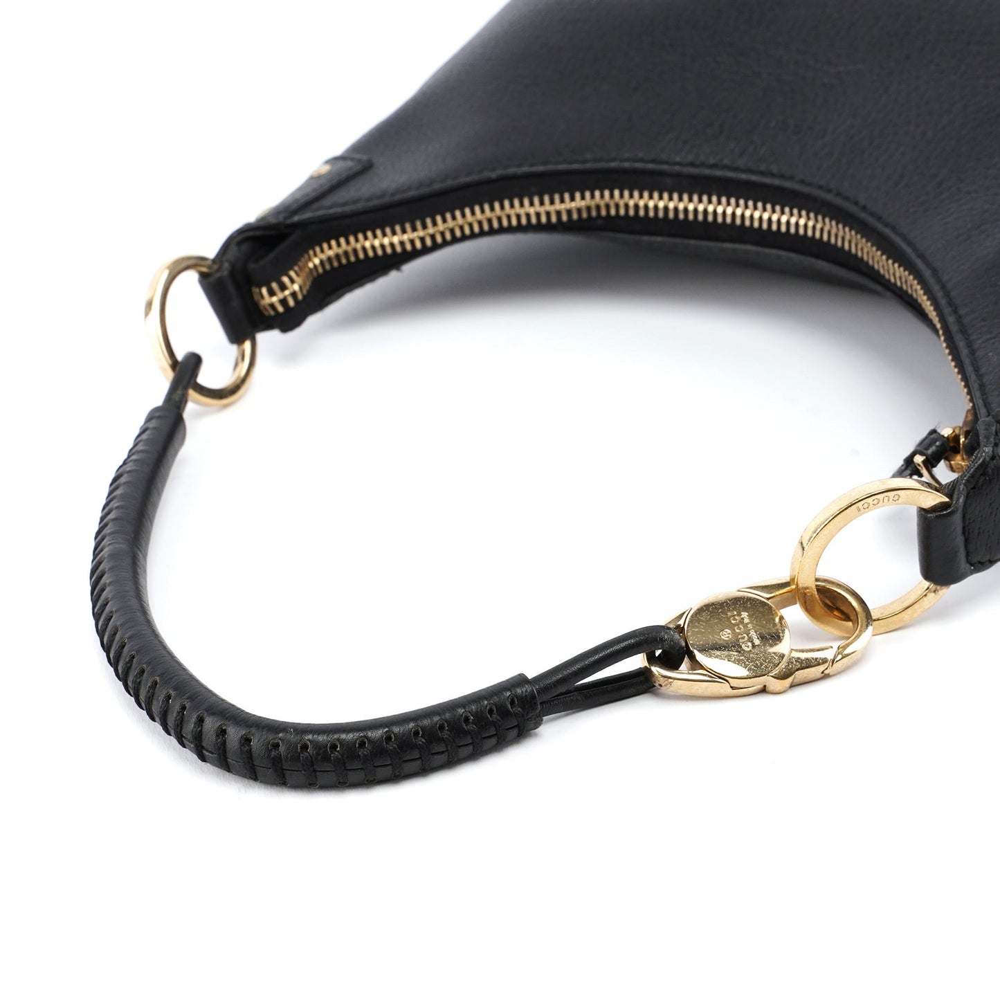 115003 Black Leather Hobo Shoulder Bag