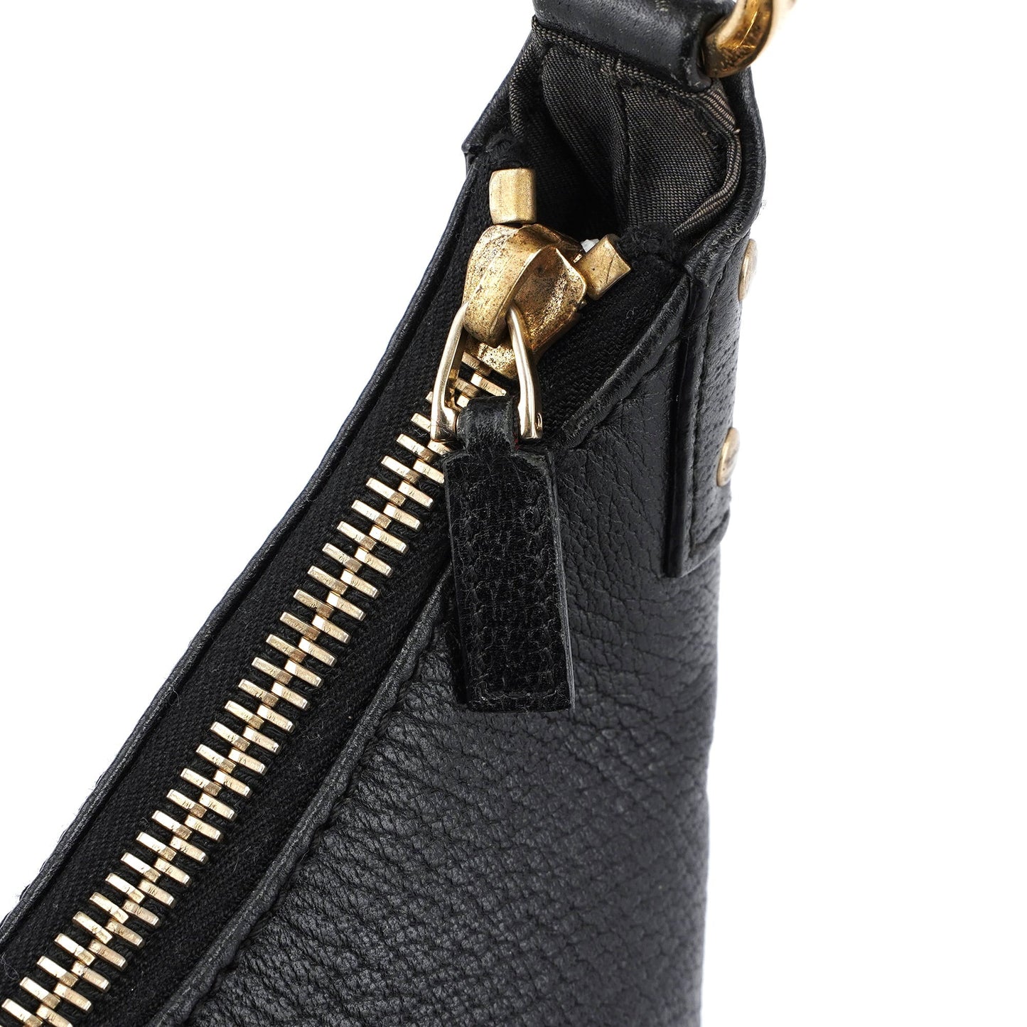 115003 Black Leather Hobo Shoulder Bag