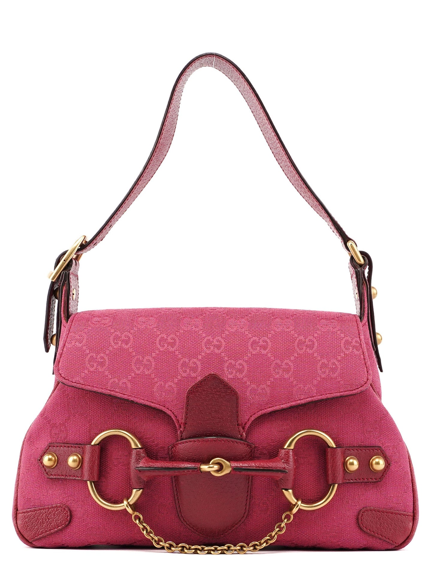 120984 Pink GG Horsebit Shoulder Bag