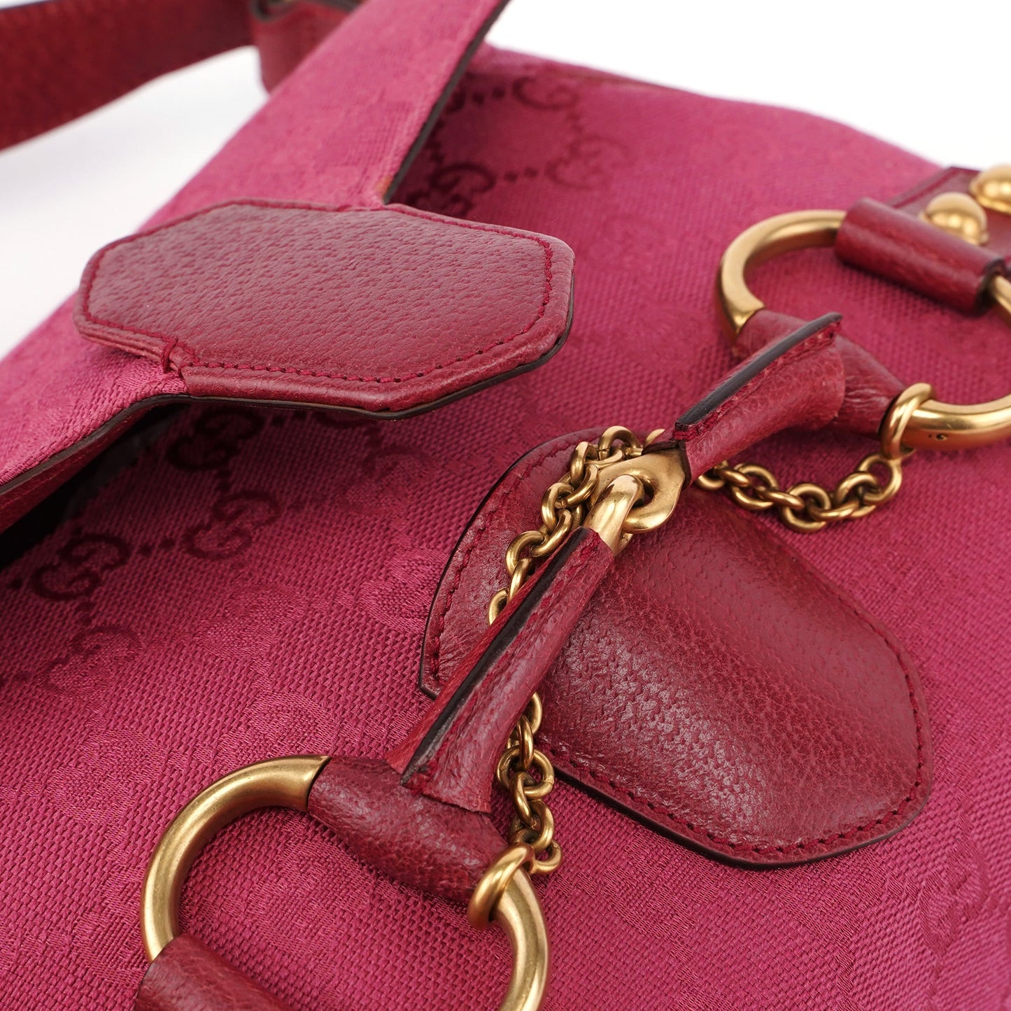 120984 Pink GG Horsebit Shoulder Bag
