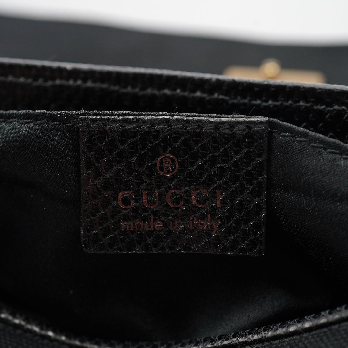 123247 Black Canvas Lizard Bamboo Shoulder Bag