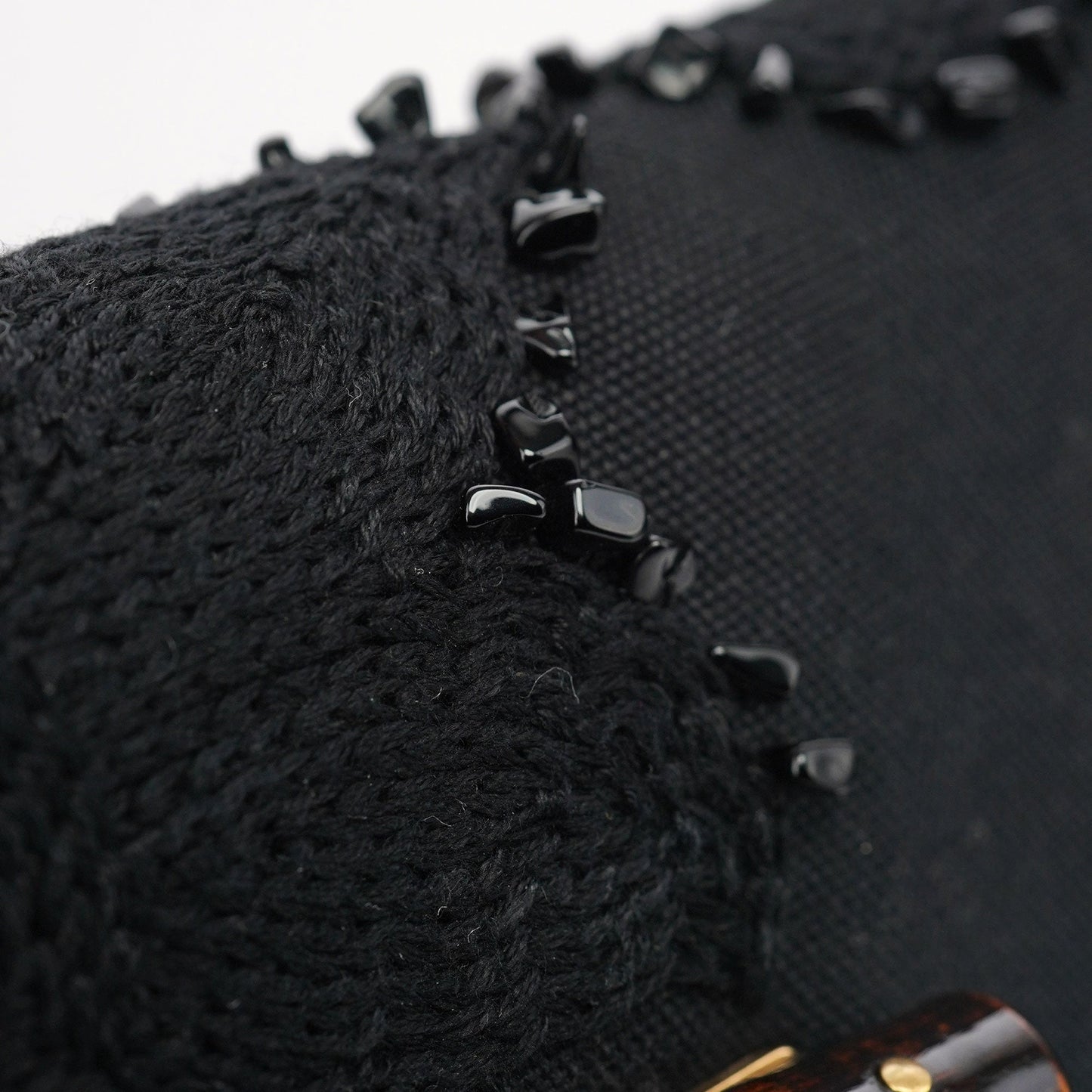 123247 Black Canvas Lizard Bamboo Shoulder Bag