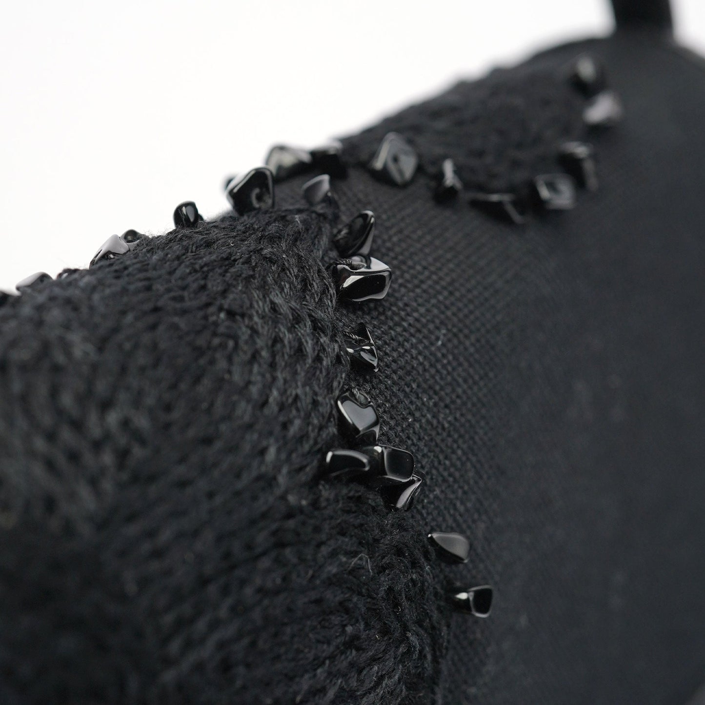 123247 Black Canvas Lizard Bamboo Shoulder Bag